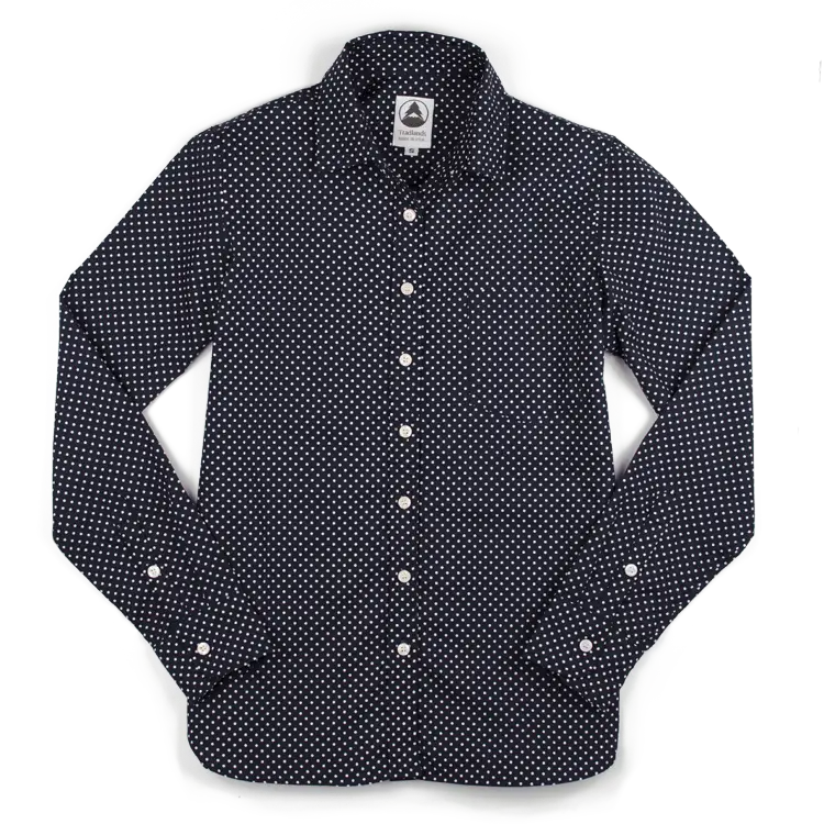 Navy Blue Polka Dot Button-up Shirt