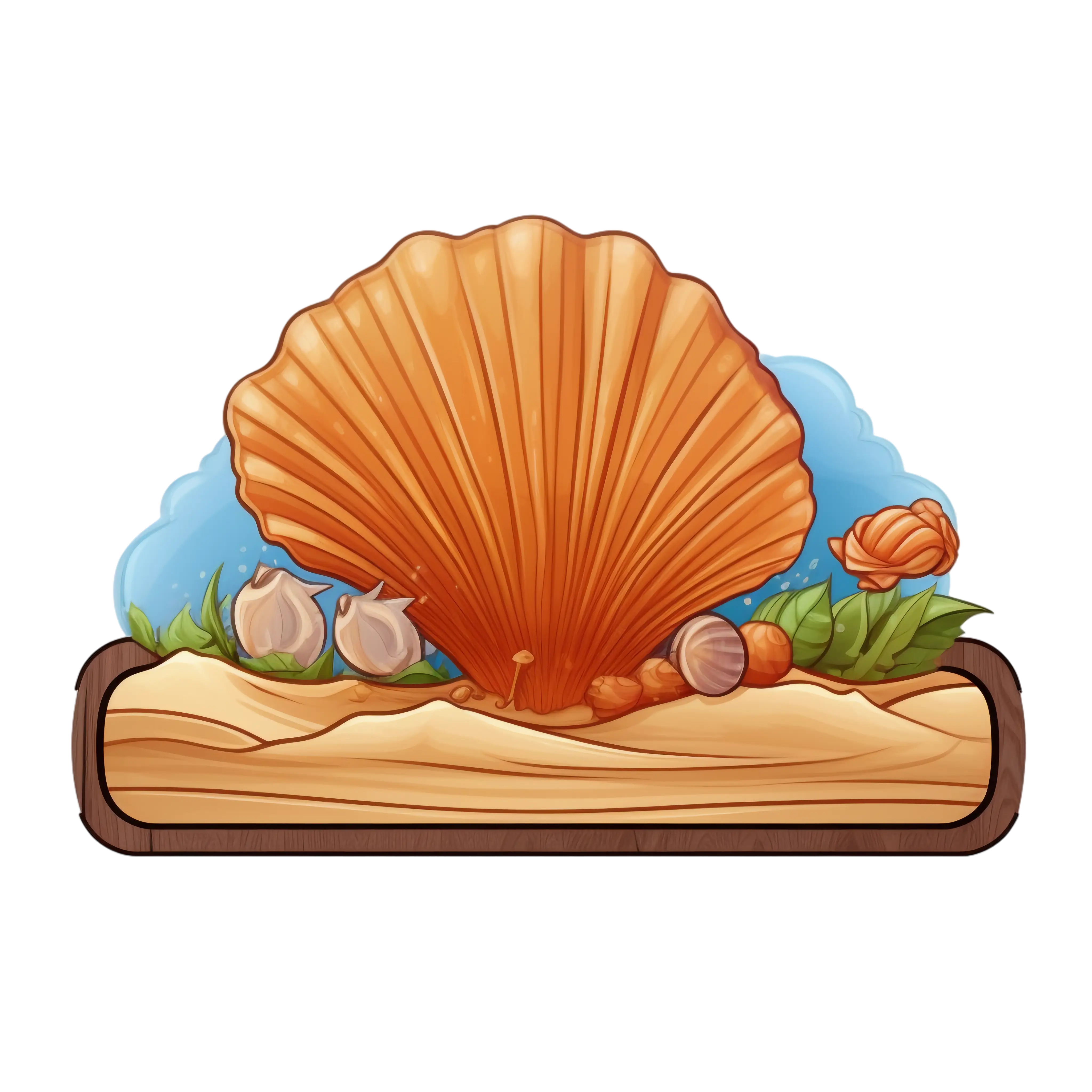 Seashell and Ocean Plants Illustration