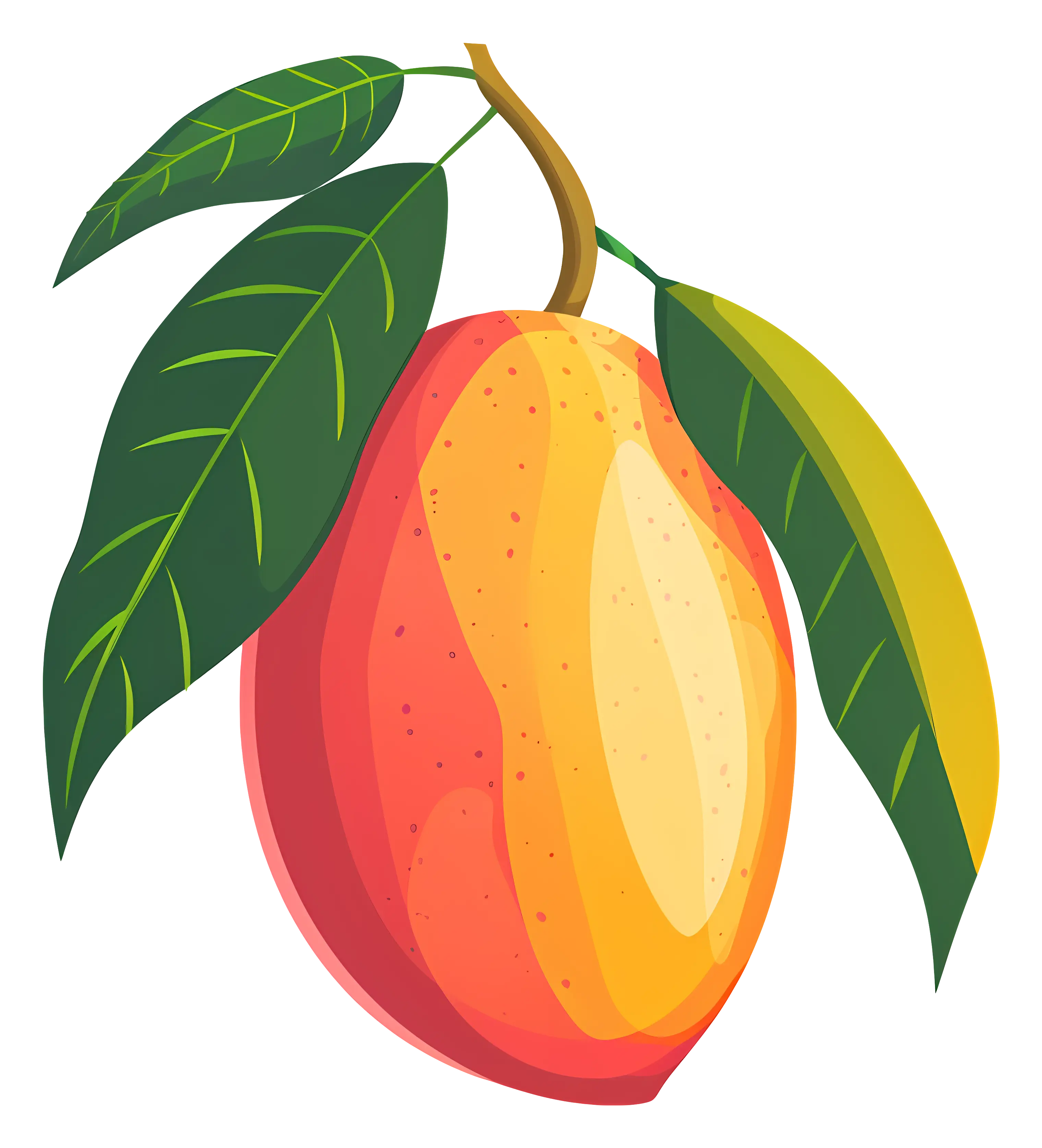 Ripe Mango with Vibrant Leaves