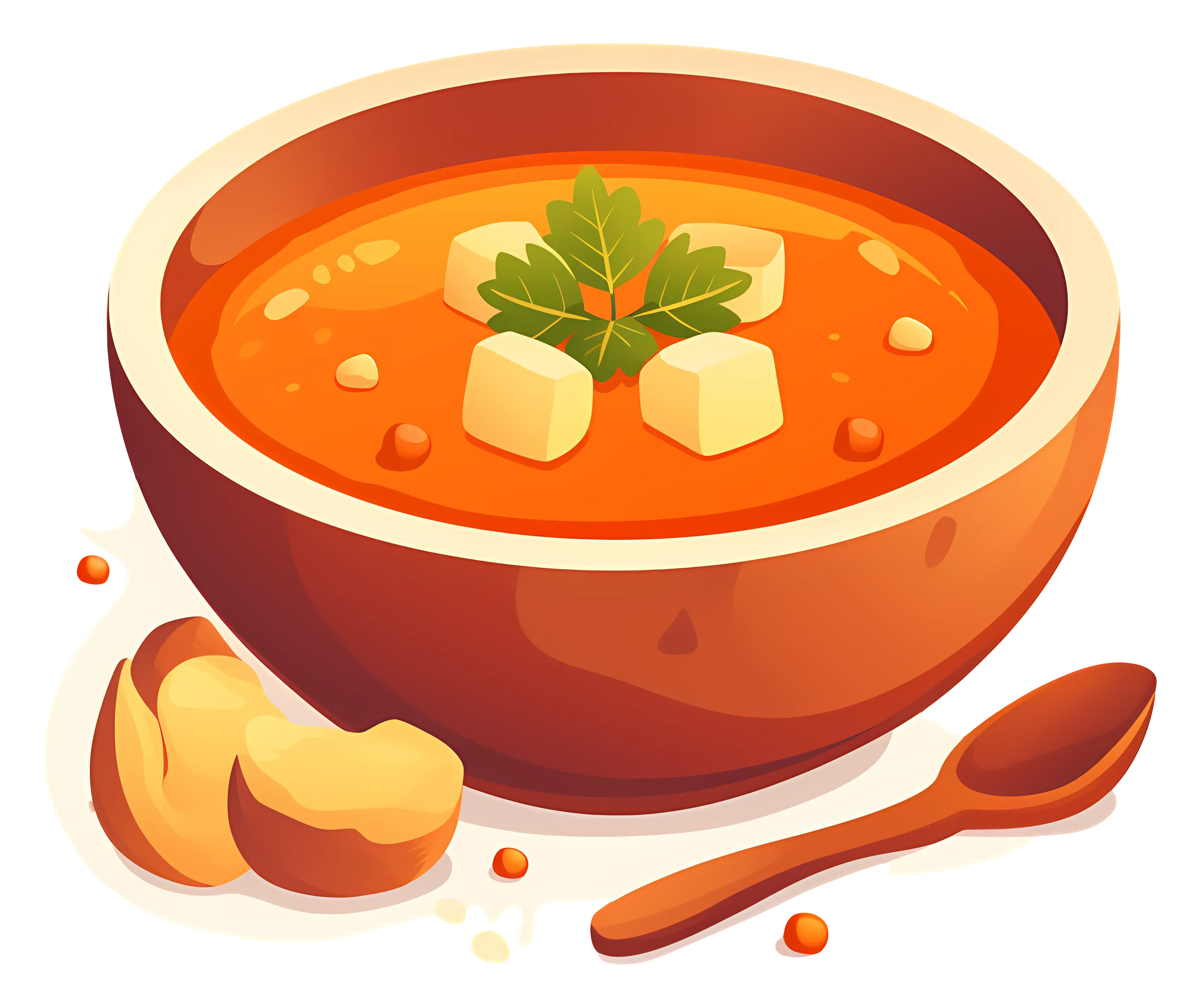 Warm Bowl of Tomato Soup with Garnish