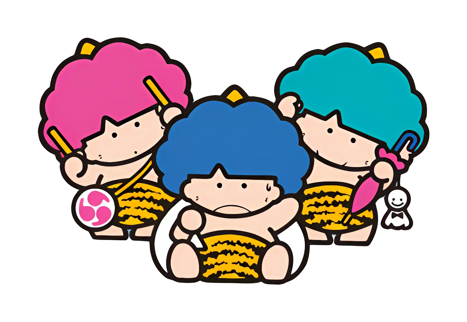 Cartoon Colorful Oni Twins Illustration
