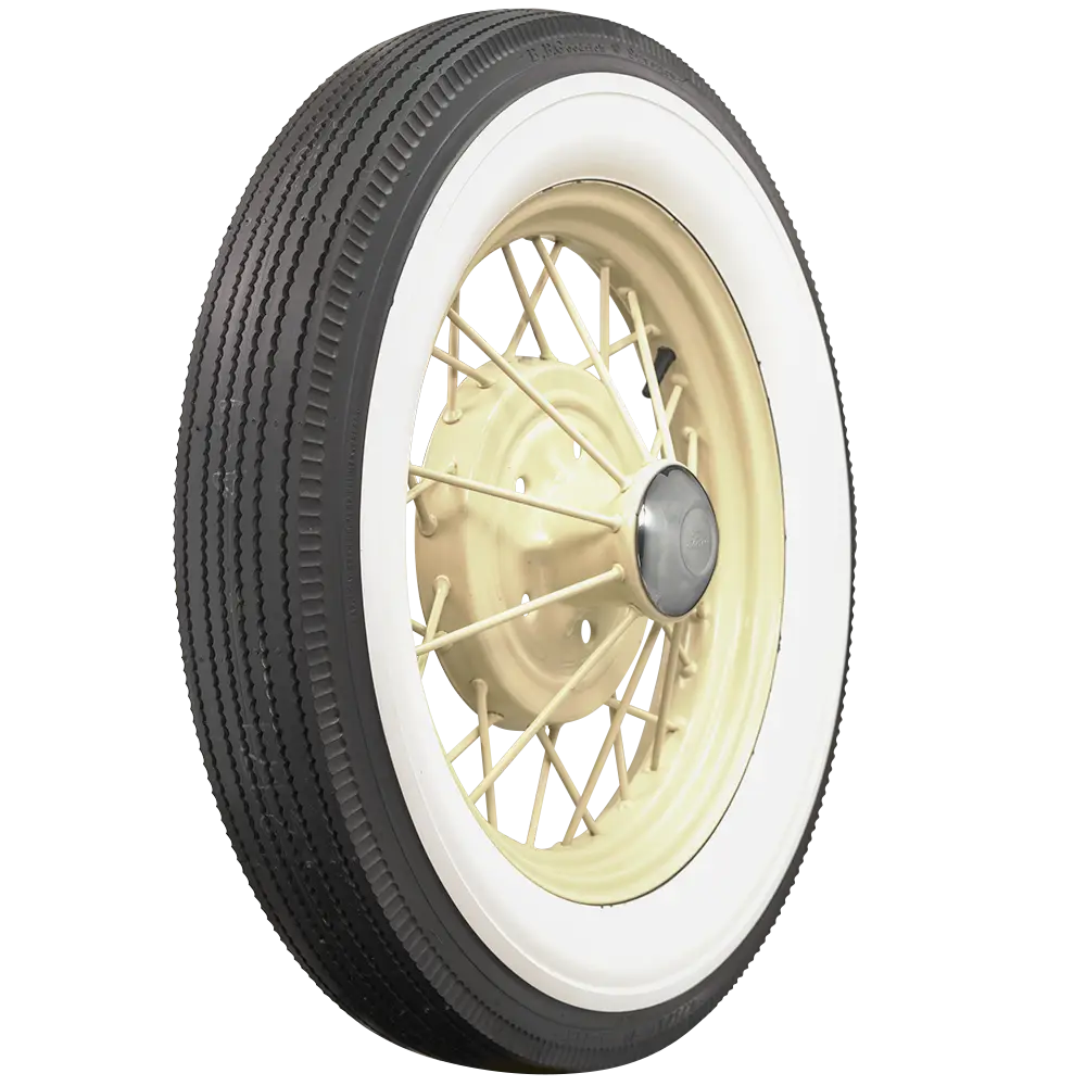 Vintage Car Tire with White Wall Design