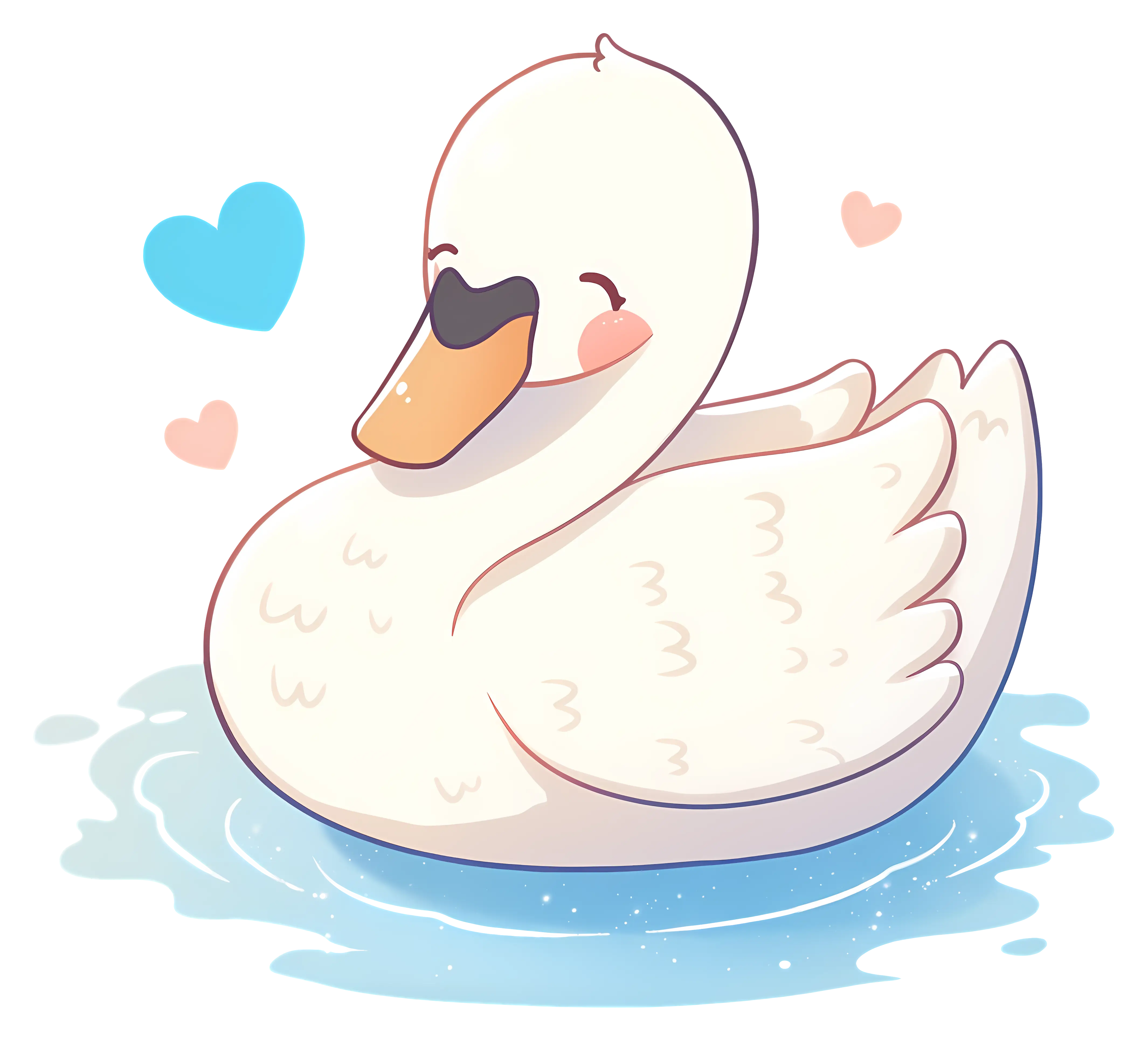 Adorable White Swan Surrounded by Hearts