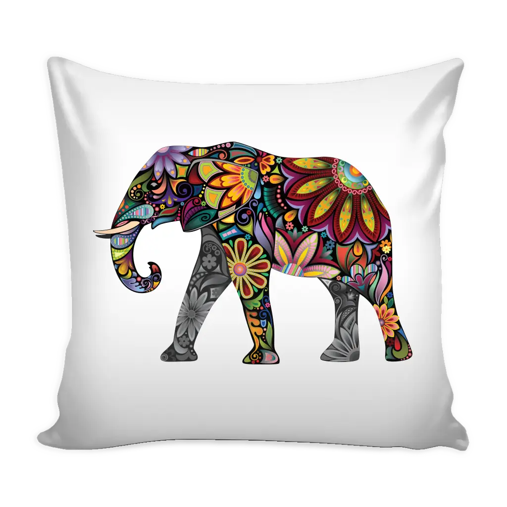 Decorative Pillow with Colorful Elephant