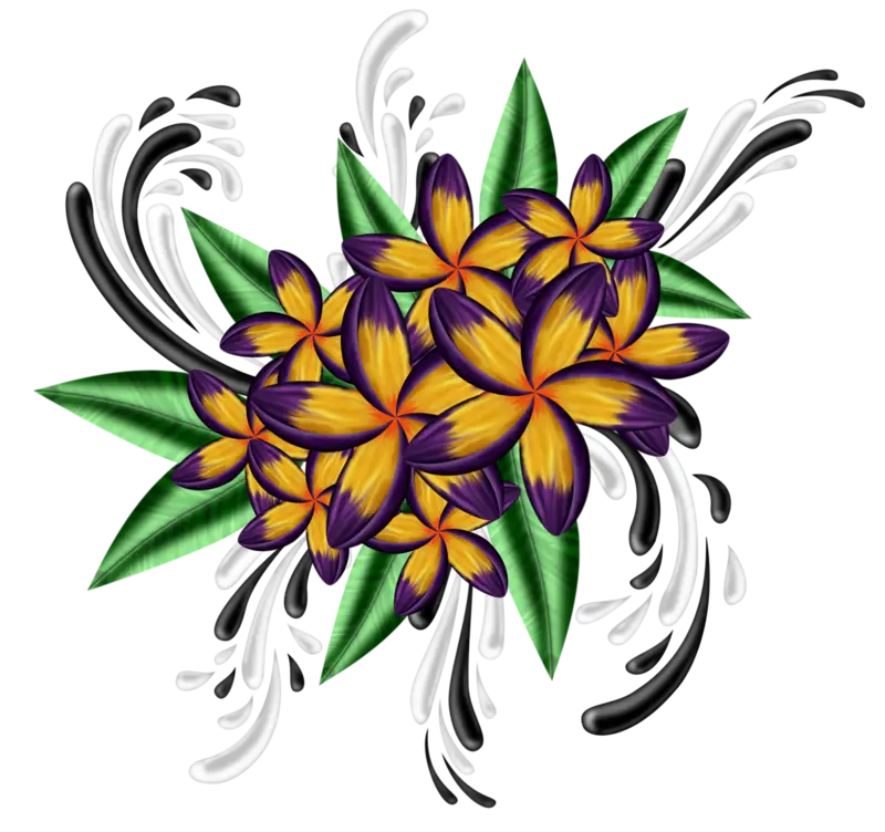 Yellow and Purple Flowers Illustration