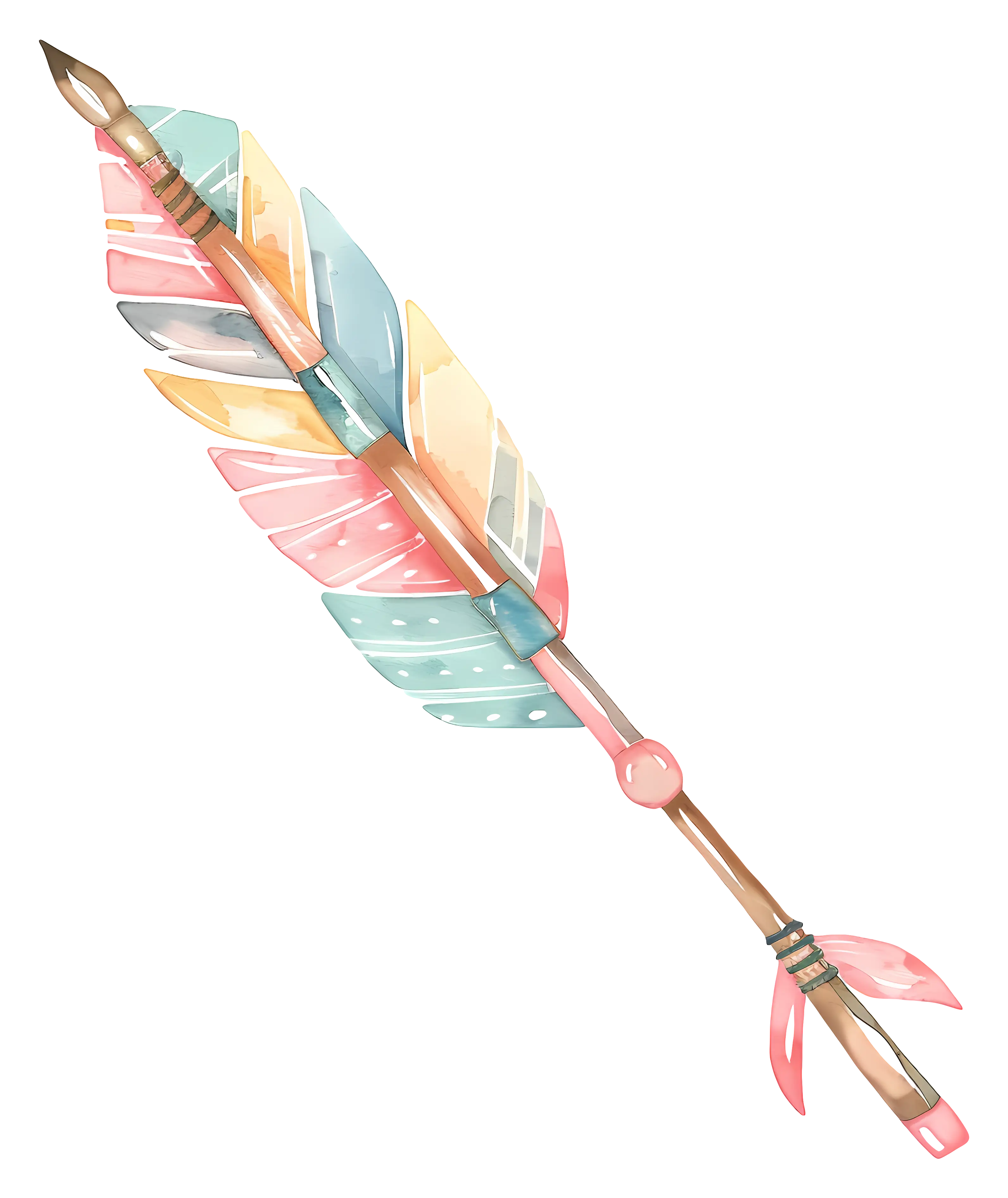 Colorful Arrow with Feathers