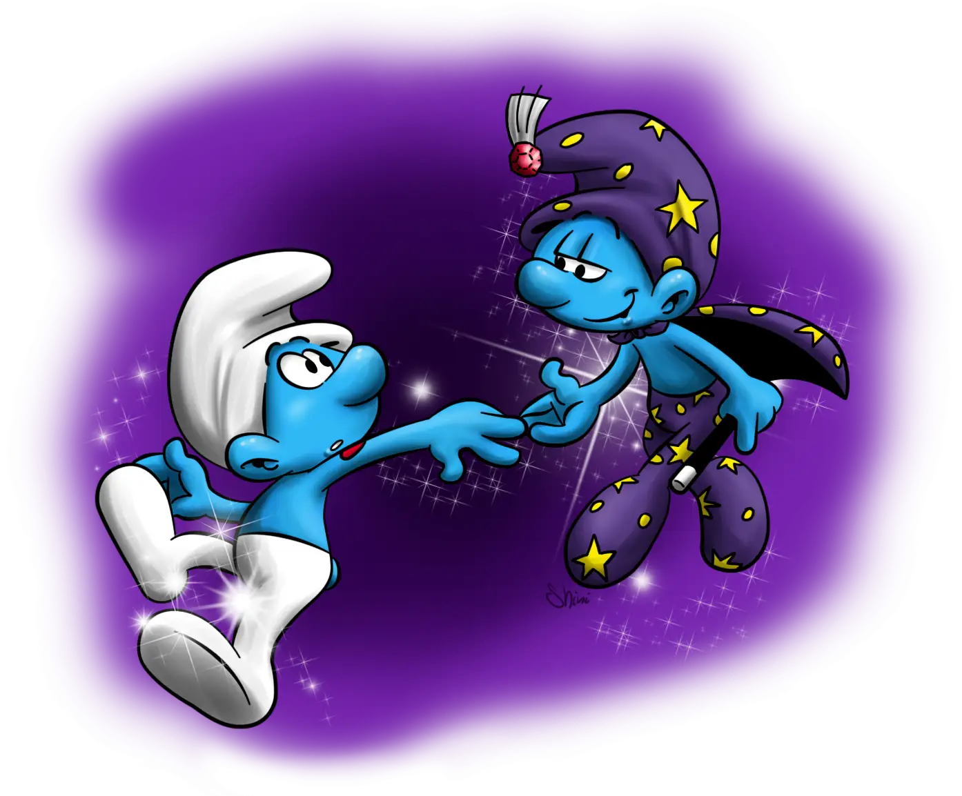 Two Smurfs Reaching Out
