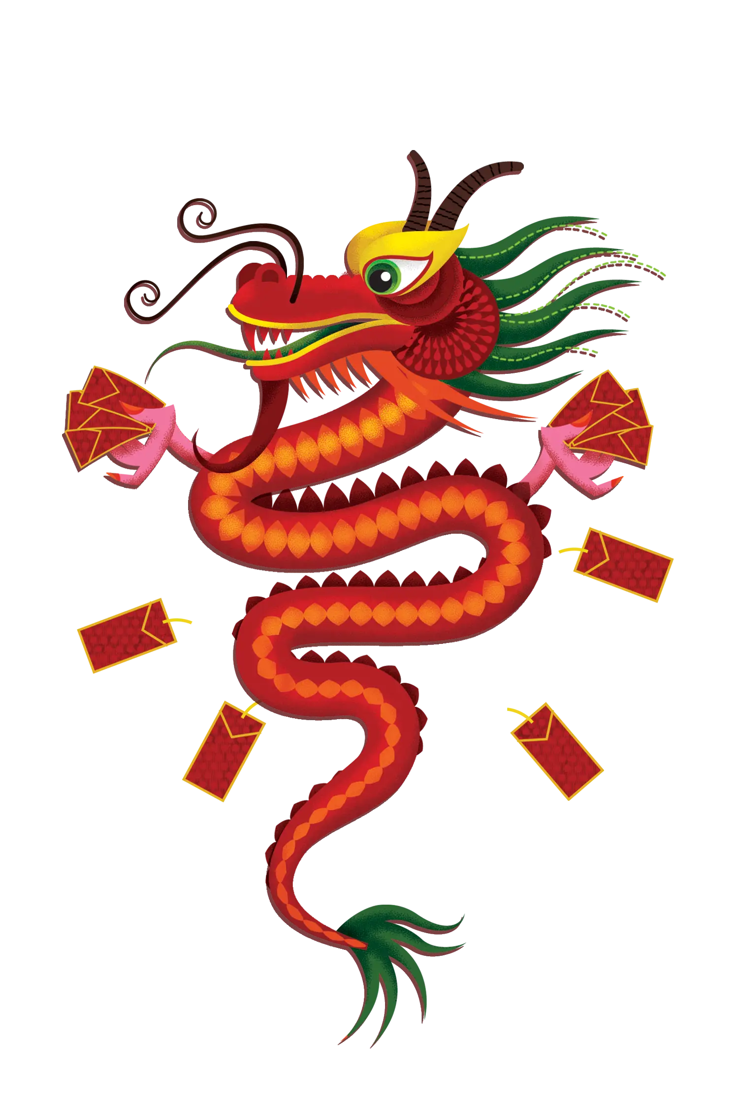 Red dragon illustration for Chinese New Year