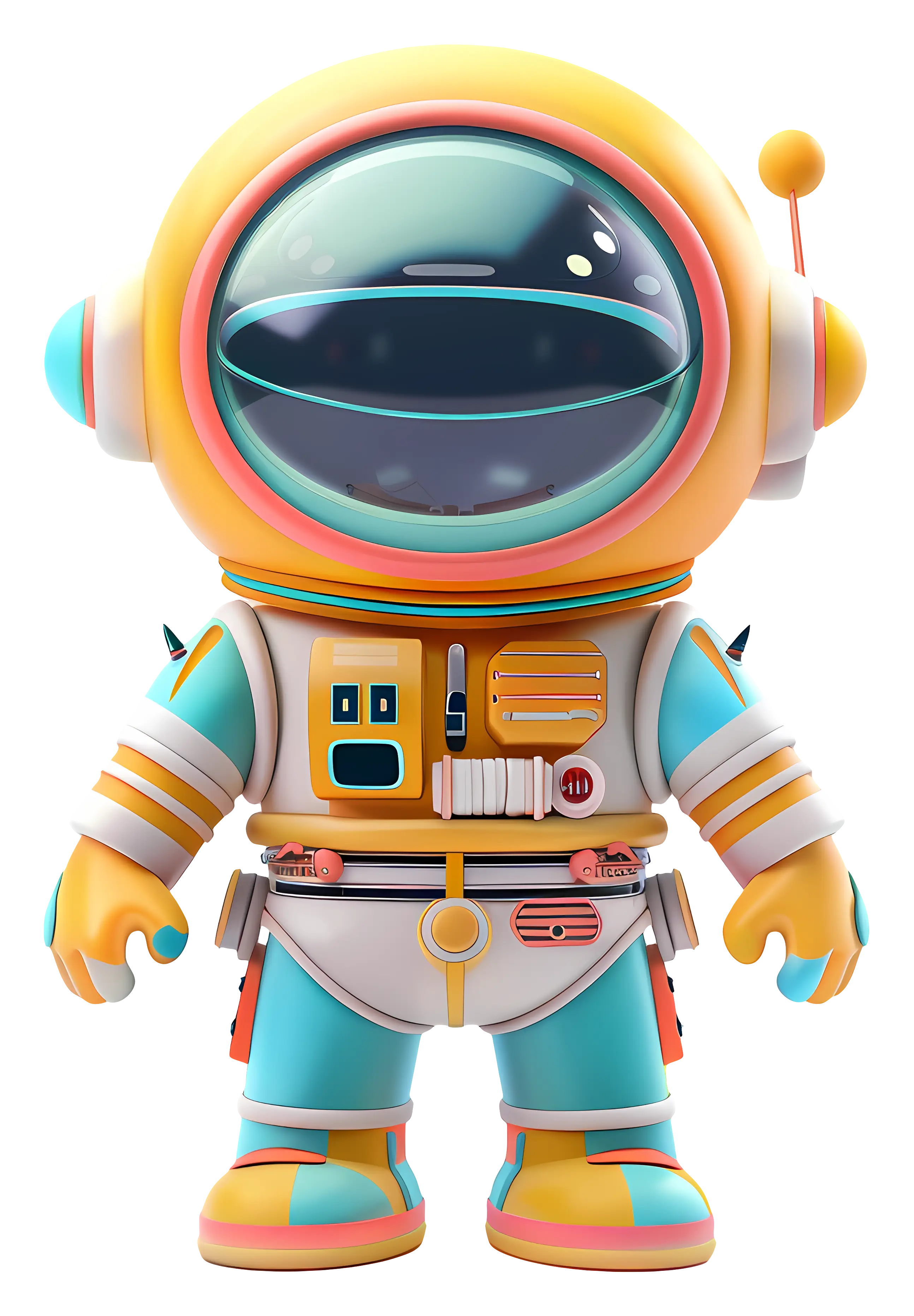 Cute Astronaut in White Suit Cartoon