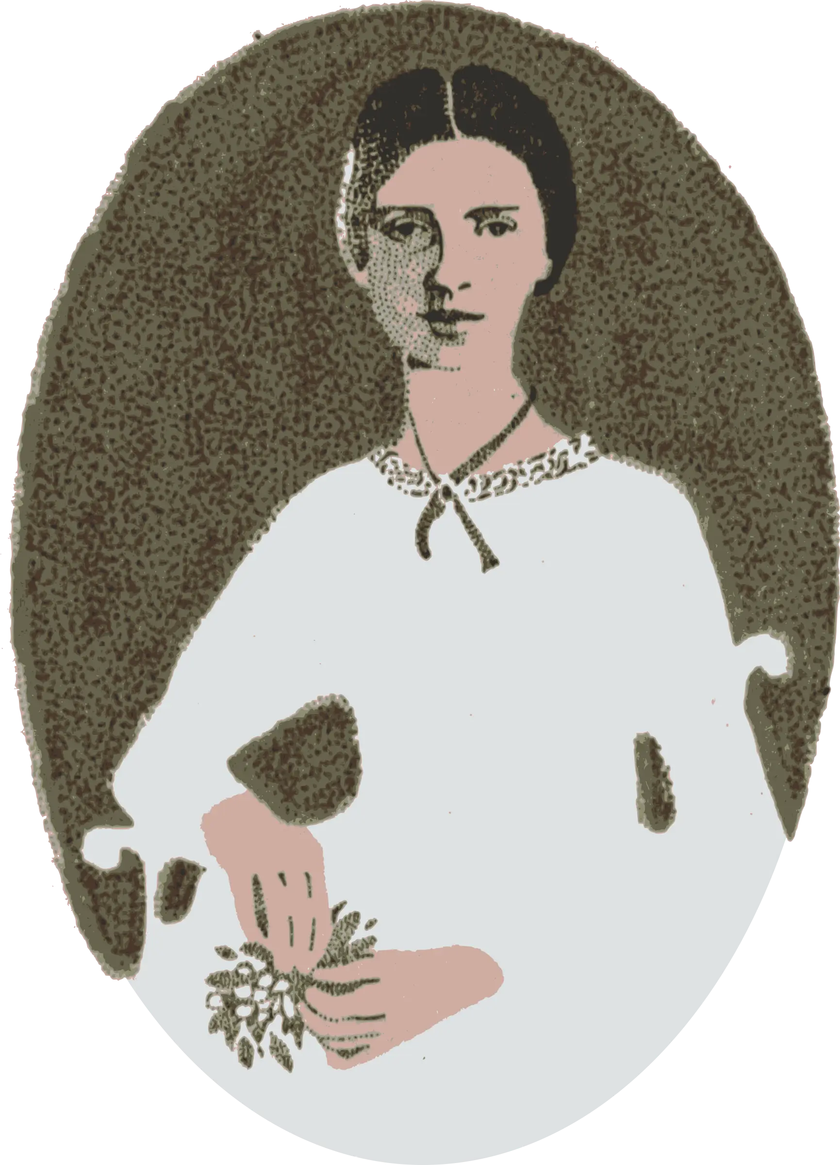 Vintage Portrait of Woman with Flowers