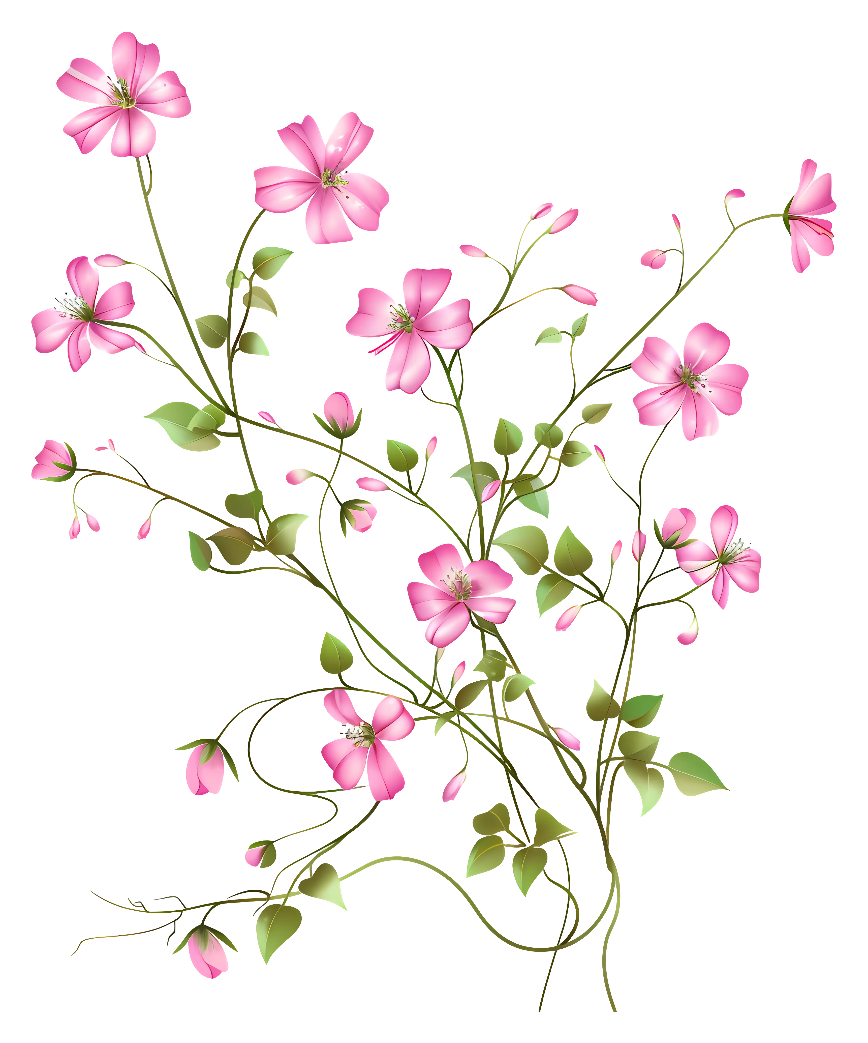 Pink Flowers on Stems Illustration