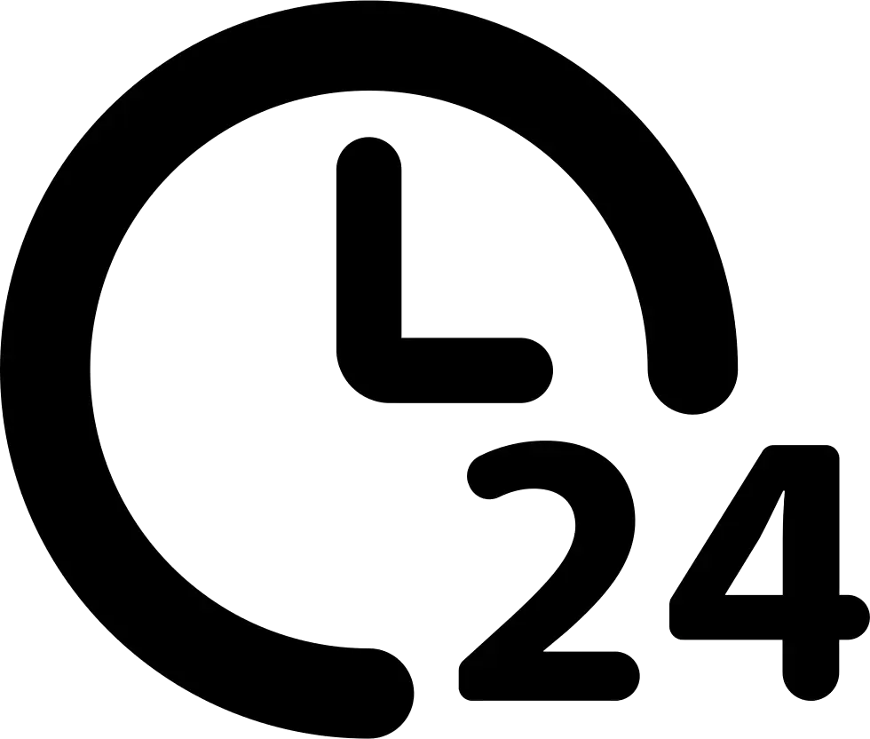 24-Hour Black Clock Icon Design