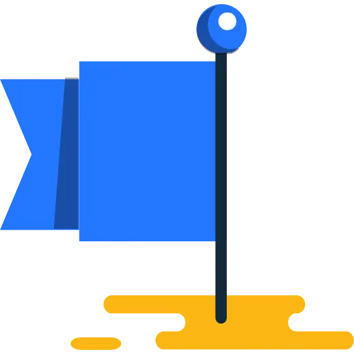 Blue Flag Icon with Pole