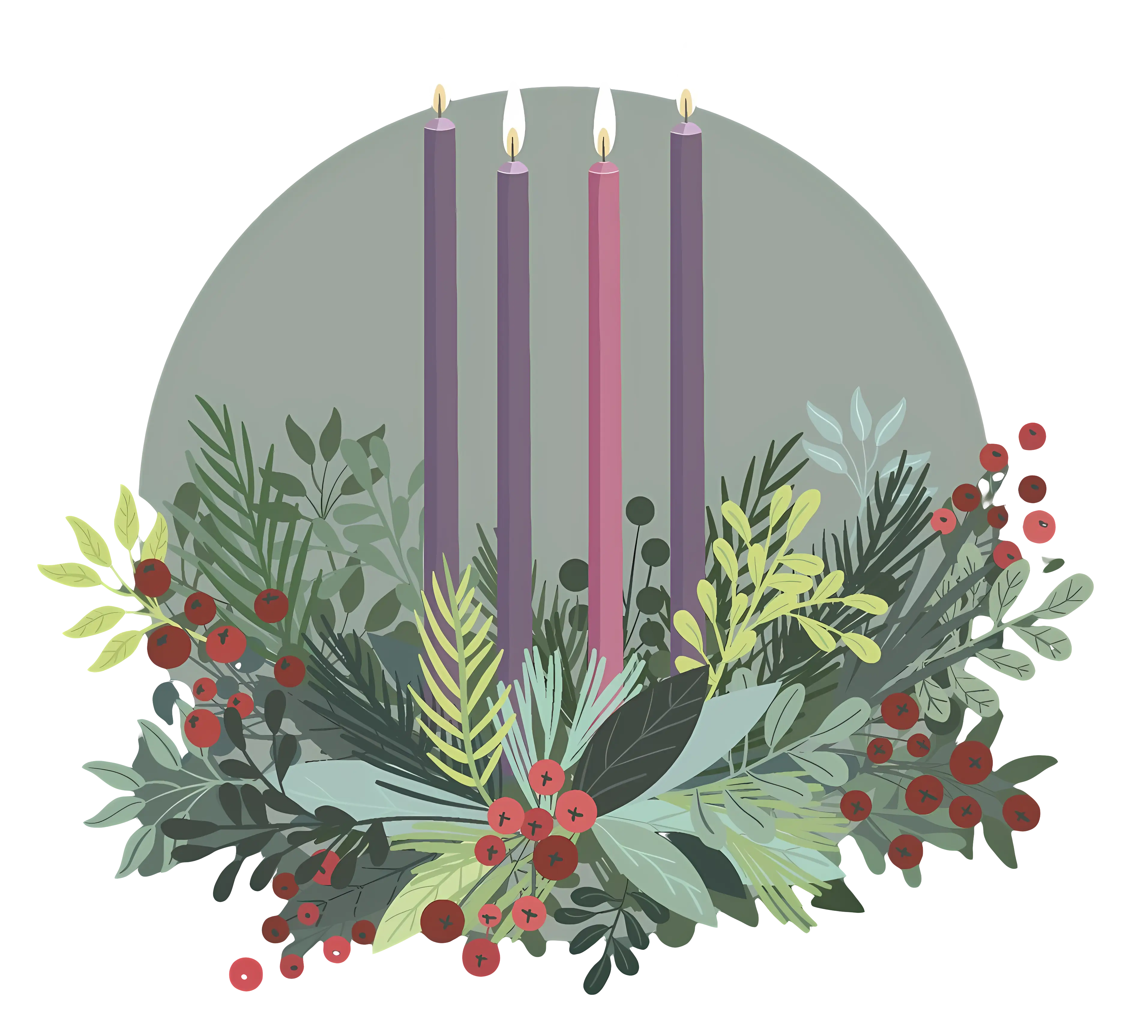Advent Candles with Greenery