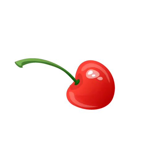 Red Cherry with Green Stem