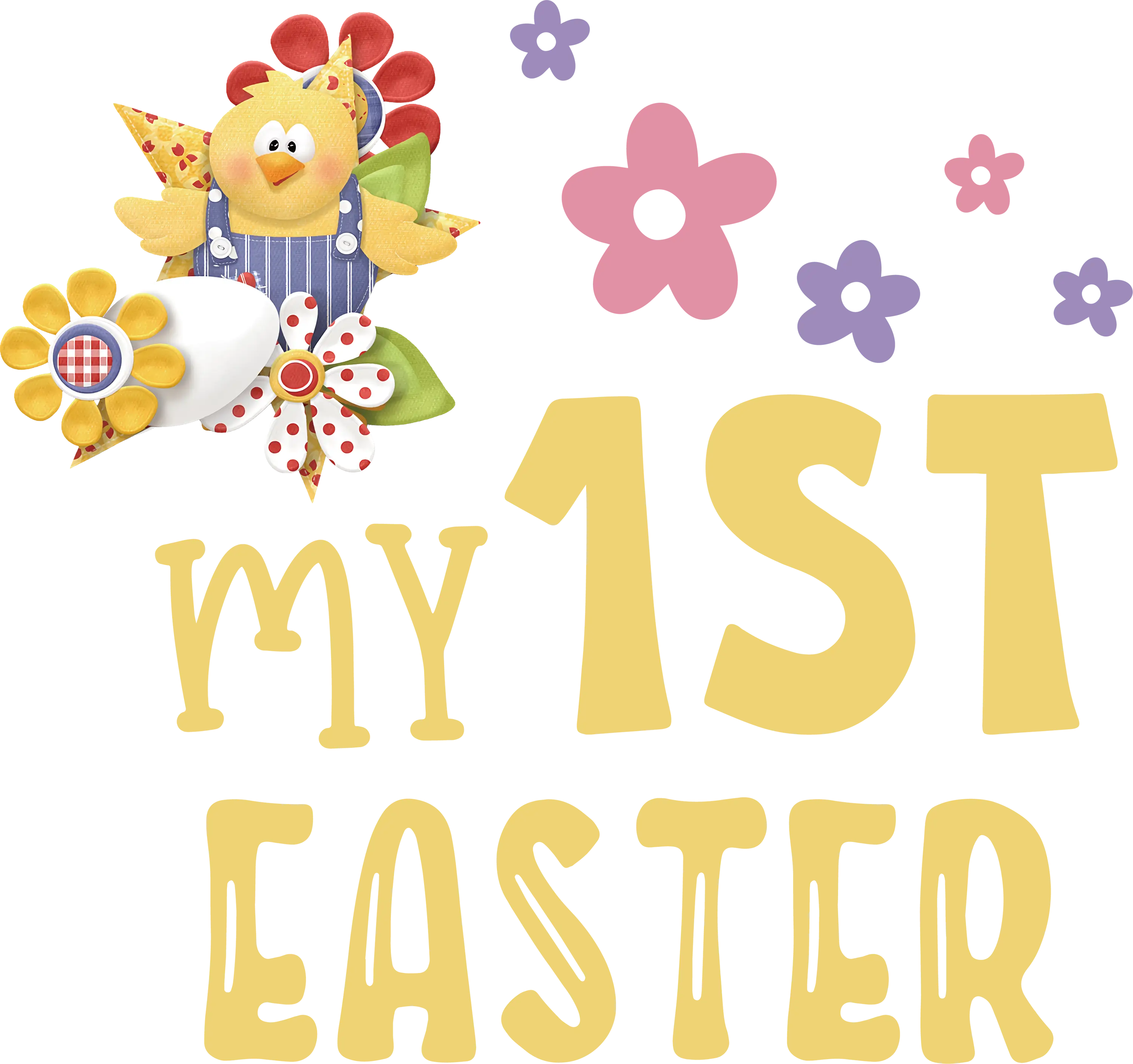 My 1st Easter Text with Chick and Flowers