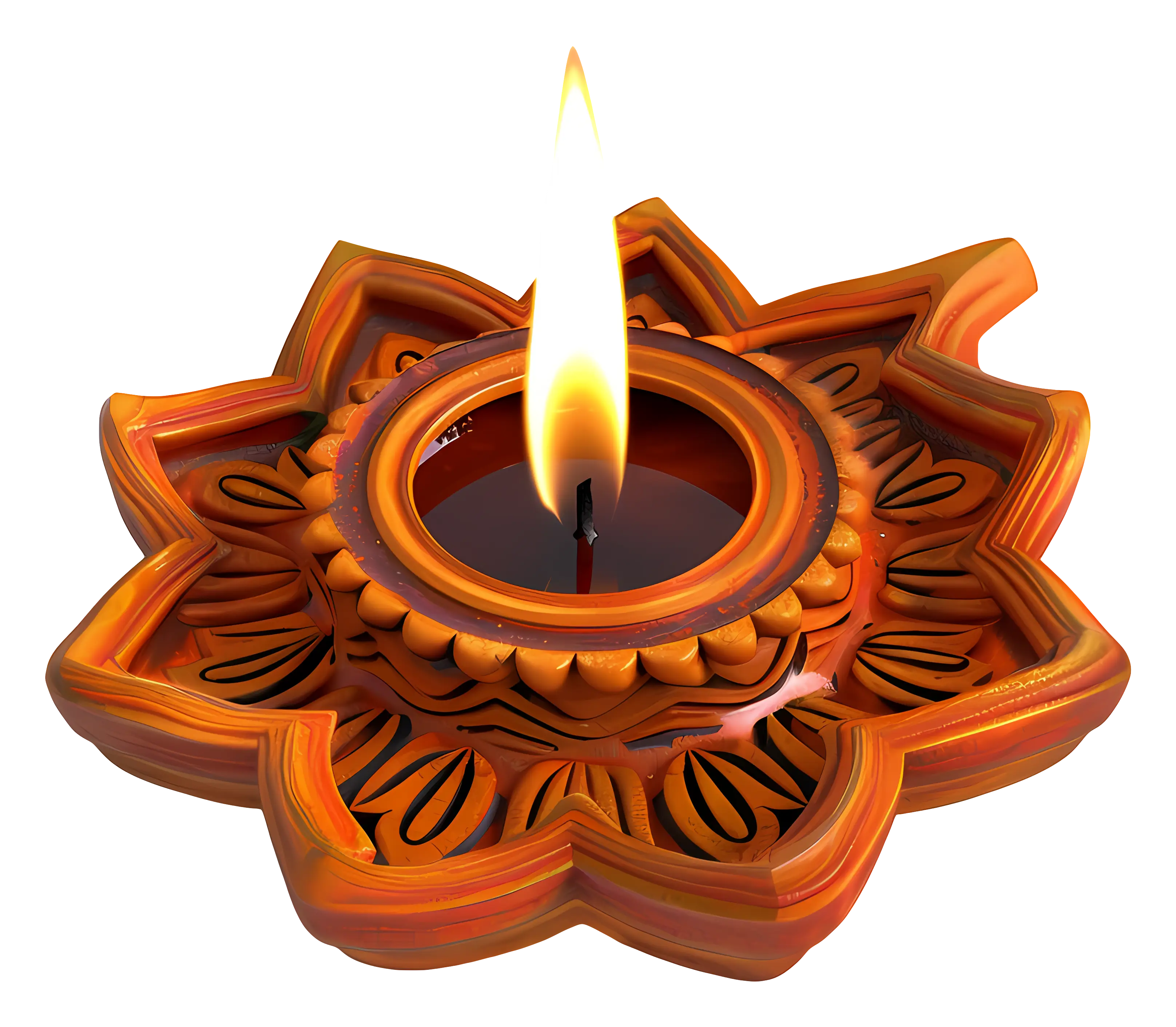 Traditional Oil Lamp with Flame