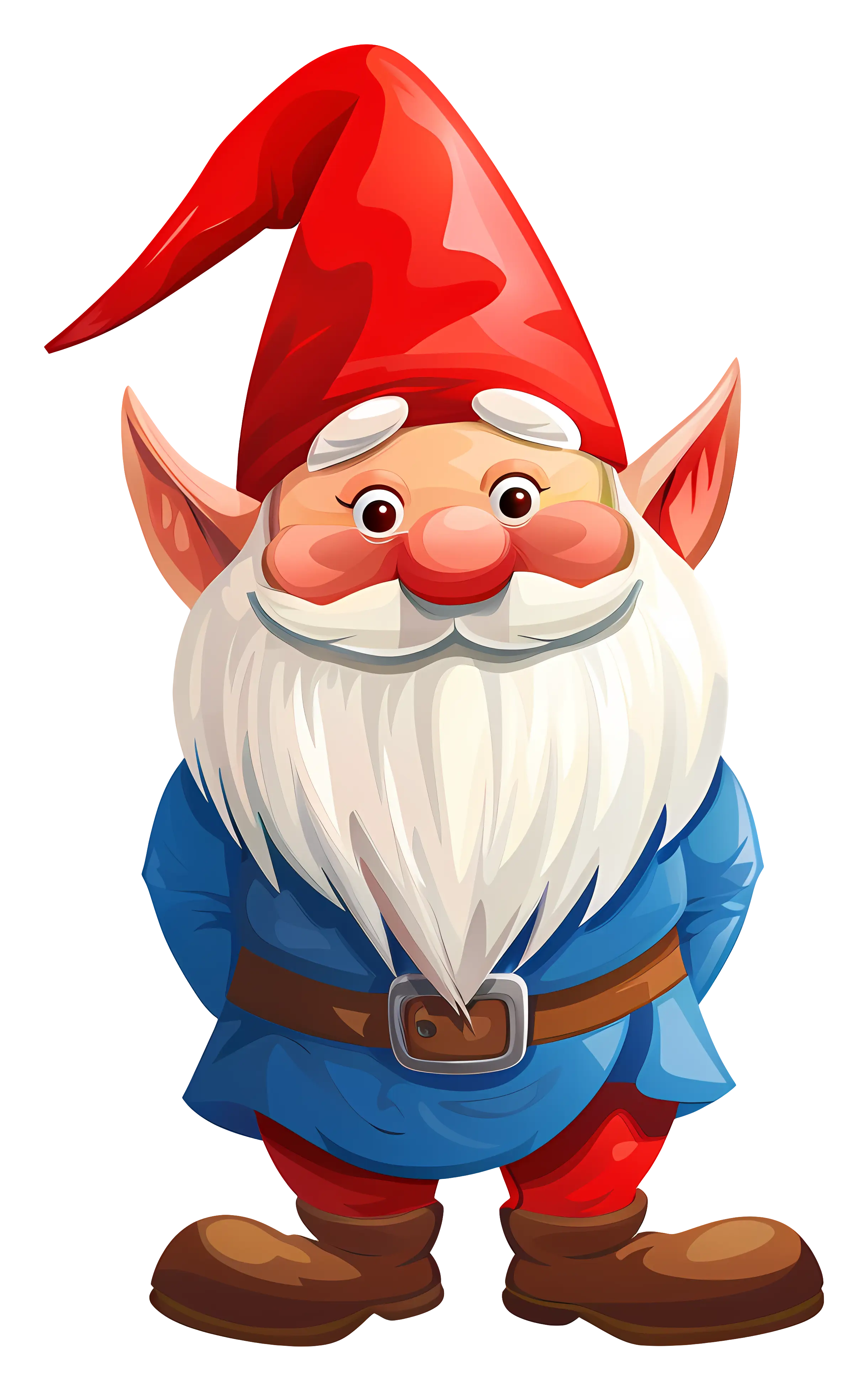 Whimsical Cartoon Garden Gnome with Red Hat