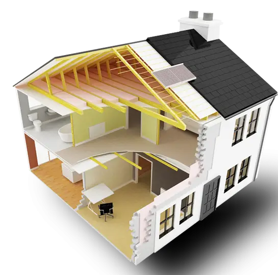 Cutaway View of House Interior