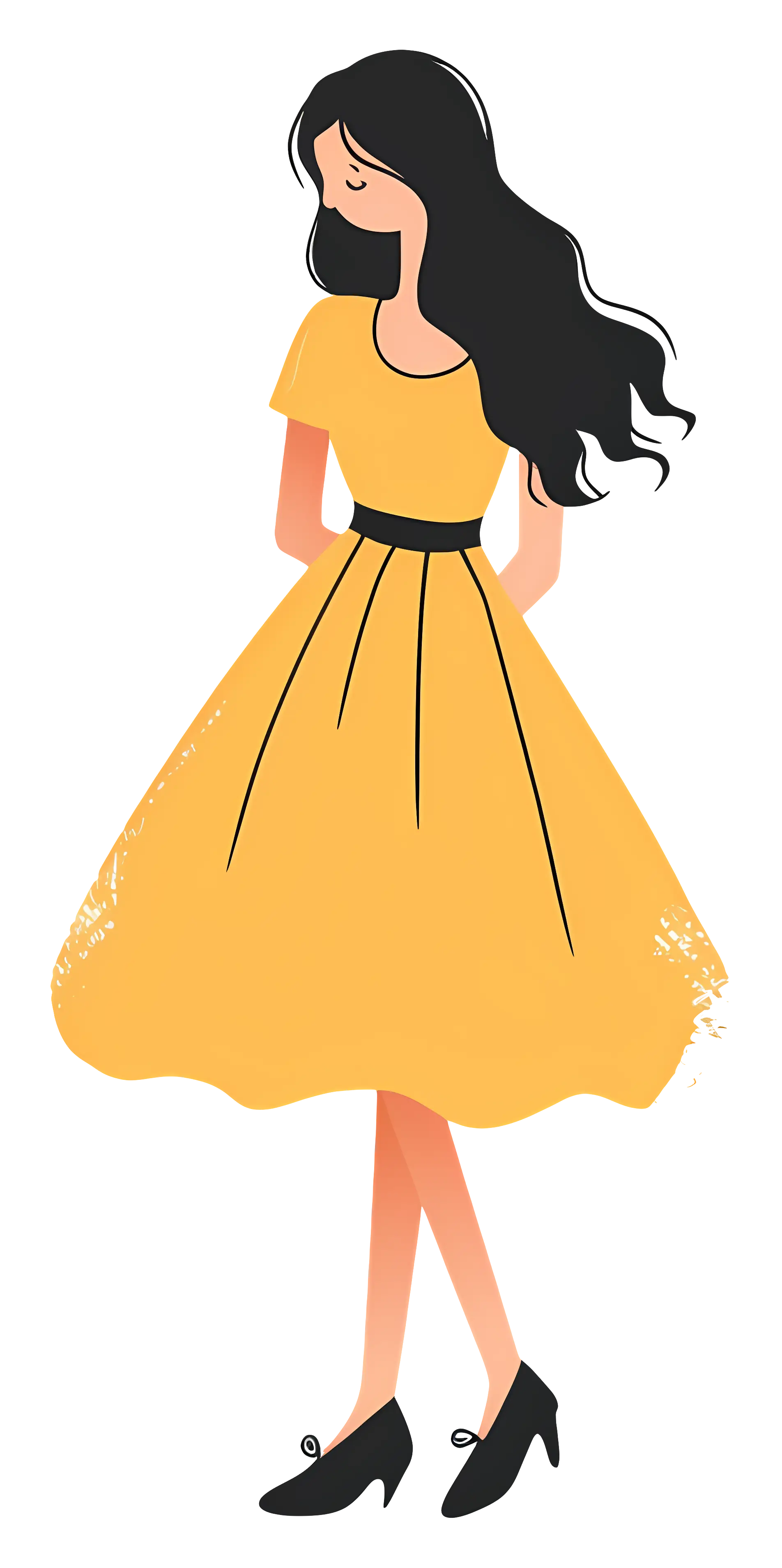 Stylish Woman in Yellow Dress Illustration