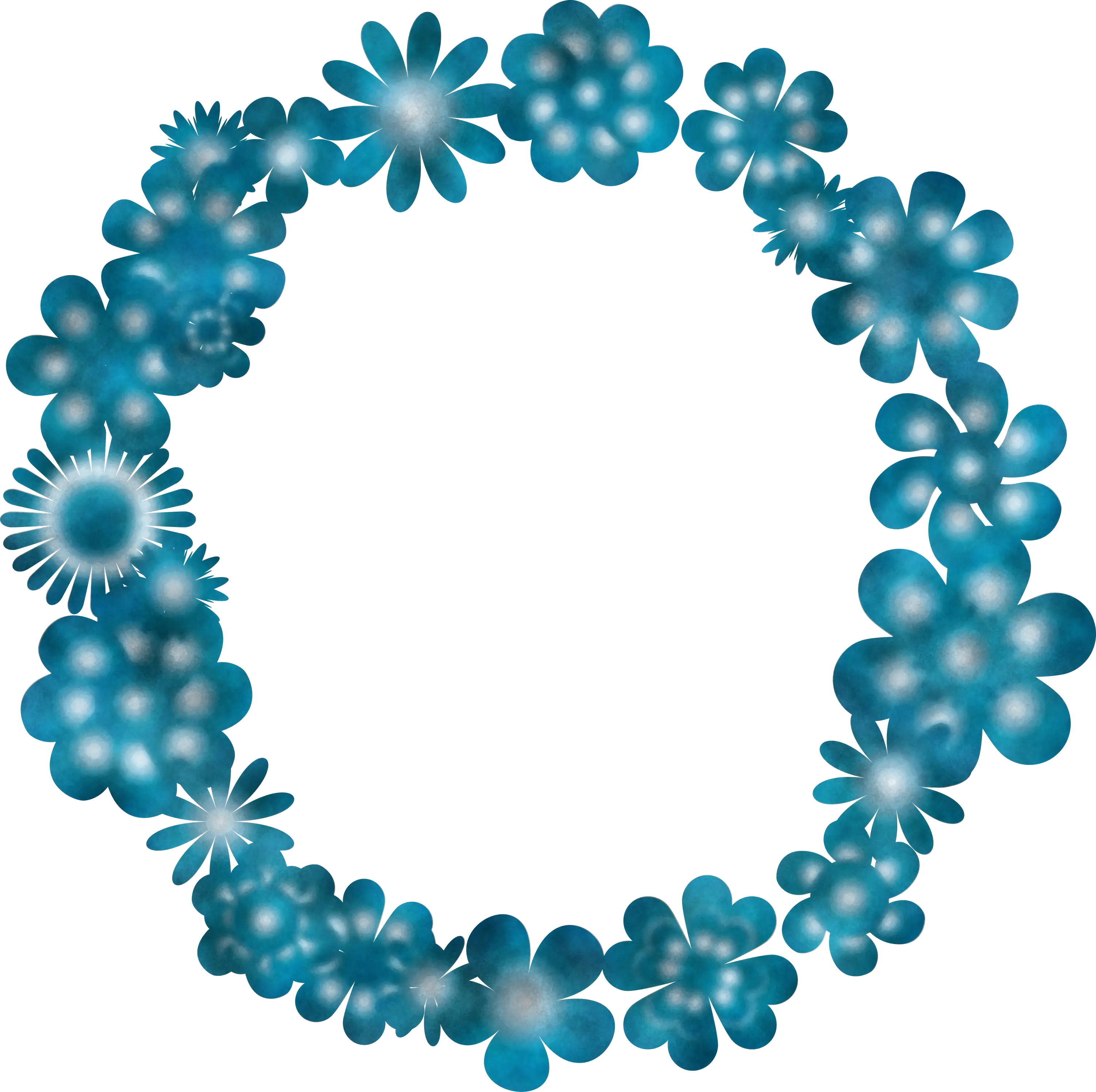 Blue Floral Wreath Illustration