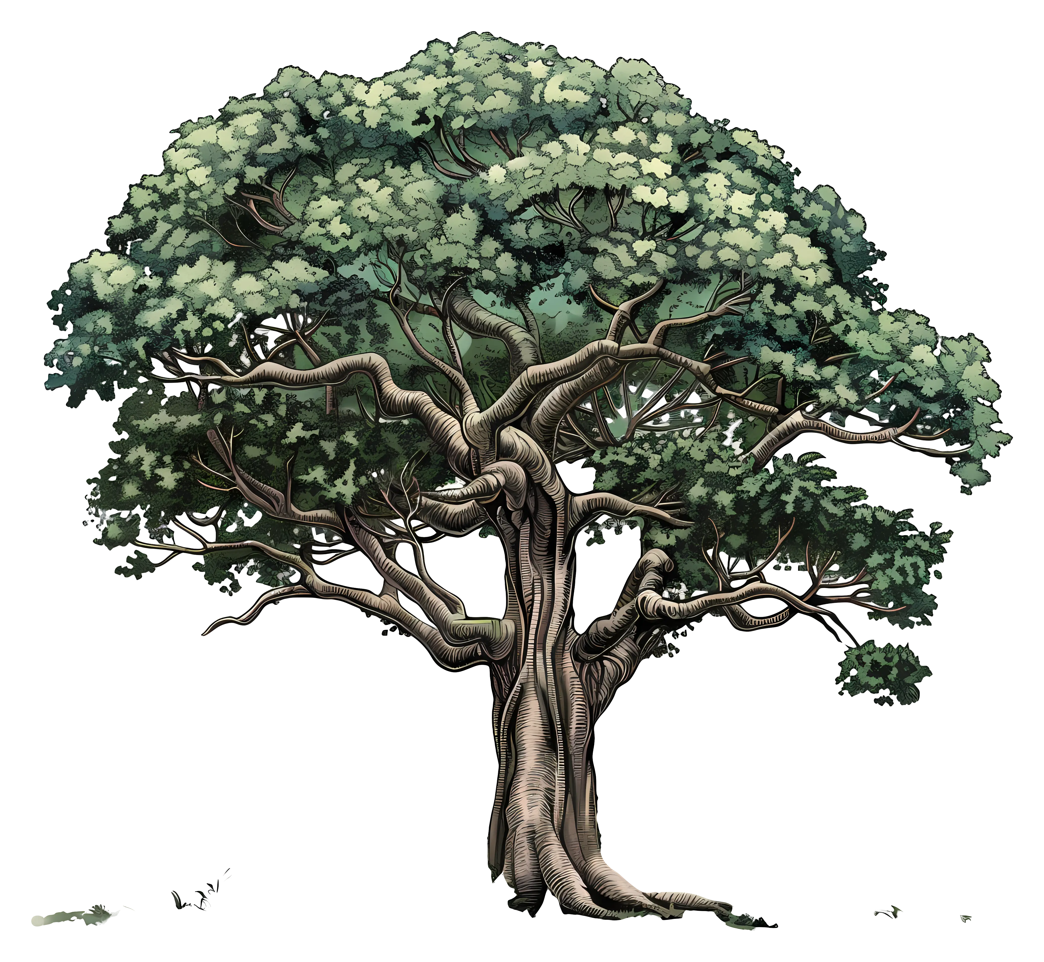 Illustration of a Mature Oak Tree