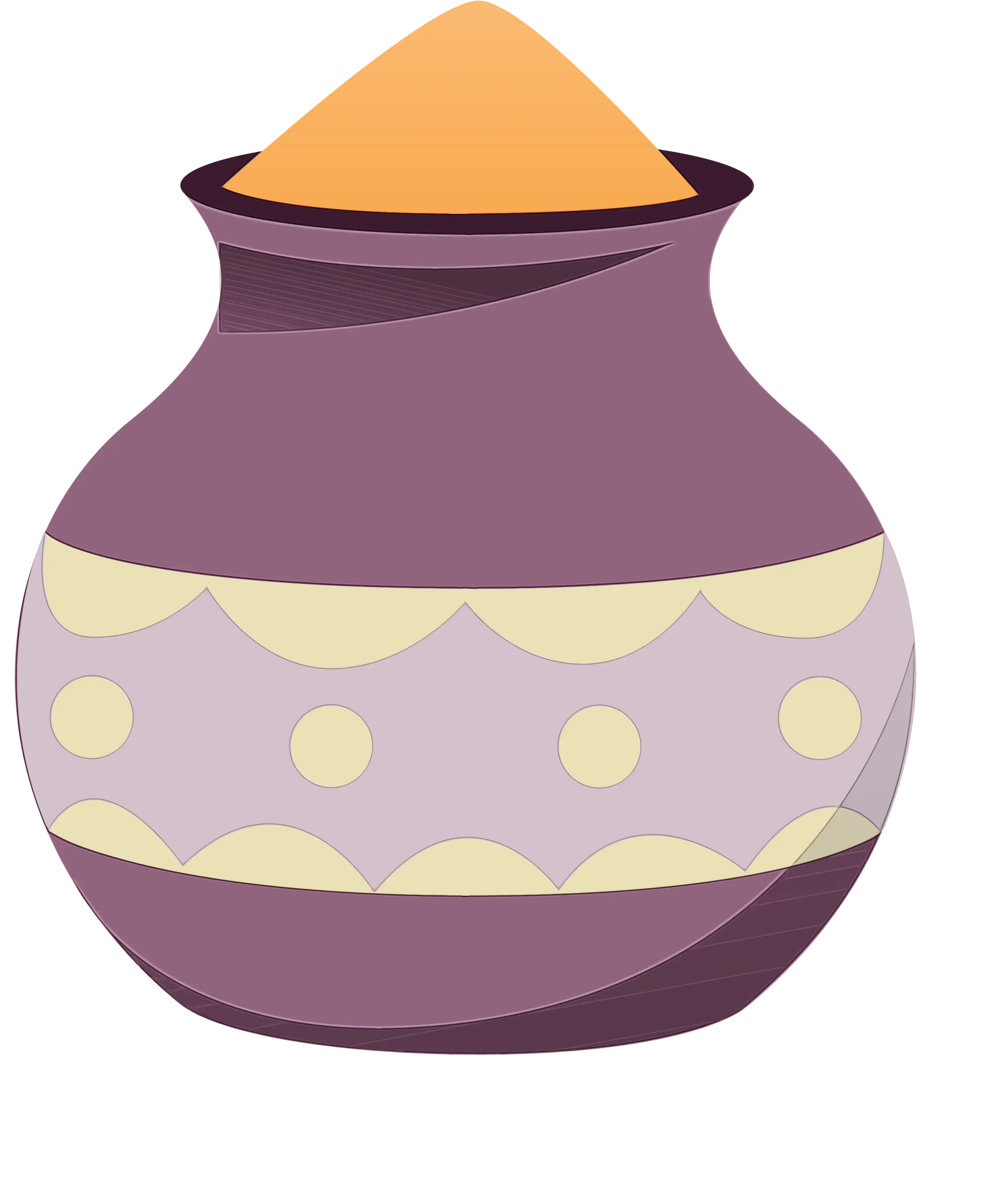 Traditional Decorative Pot Filled with Gold Grains Representation