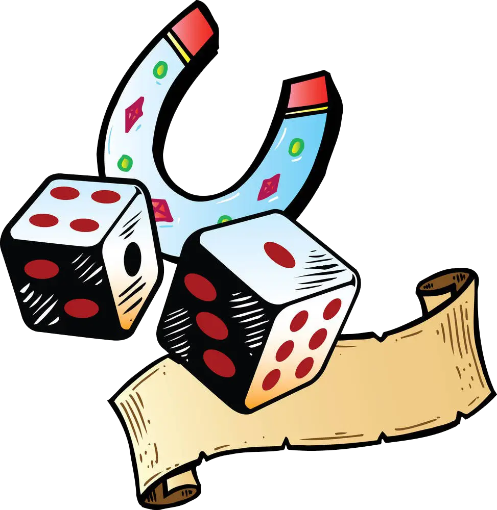 Dice and Horseshoe with Scroll