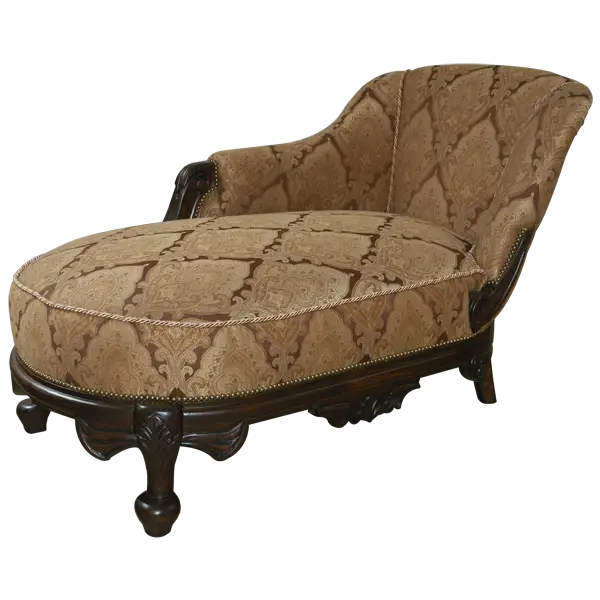 Antique Wooden and Upholstered Chaise Lounge