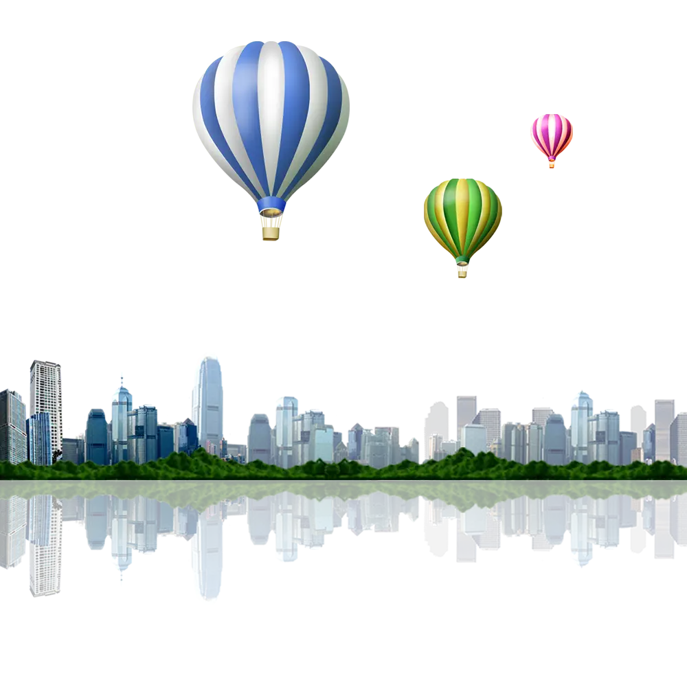 Colorful Balloons Floating Over Urban Skyline