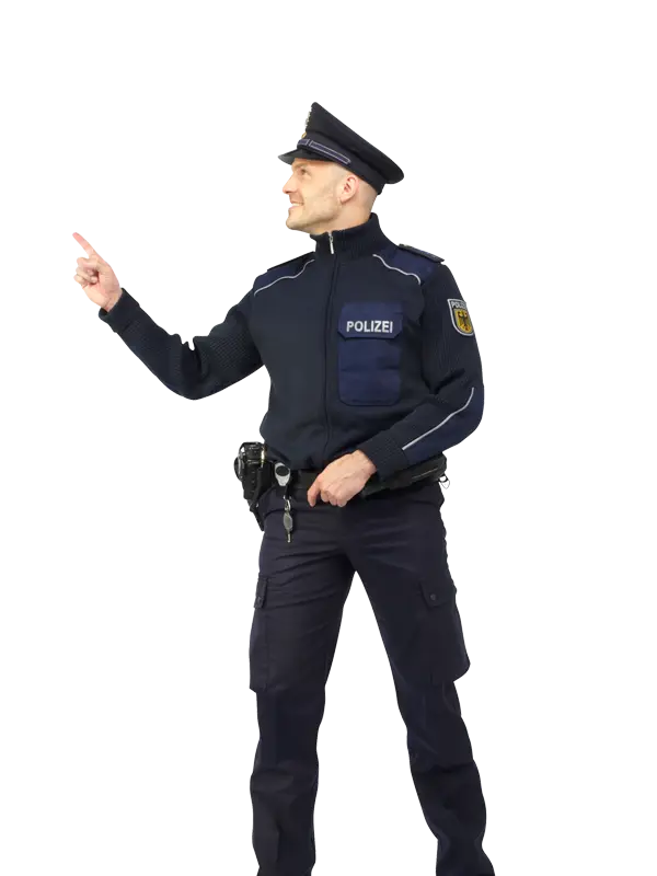 Police Officer in Uniform Pointing