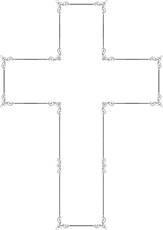 Decorative Cross Outline with Ornamental Frame