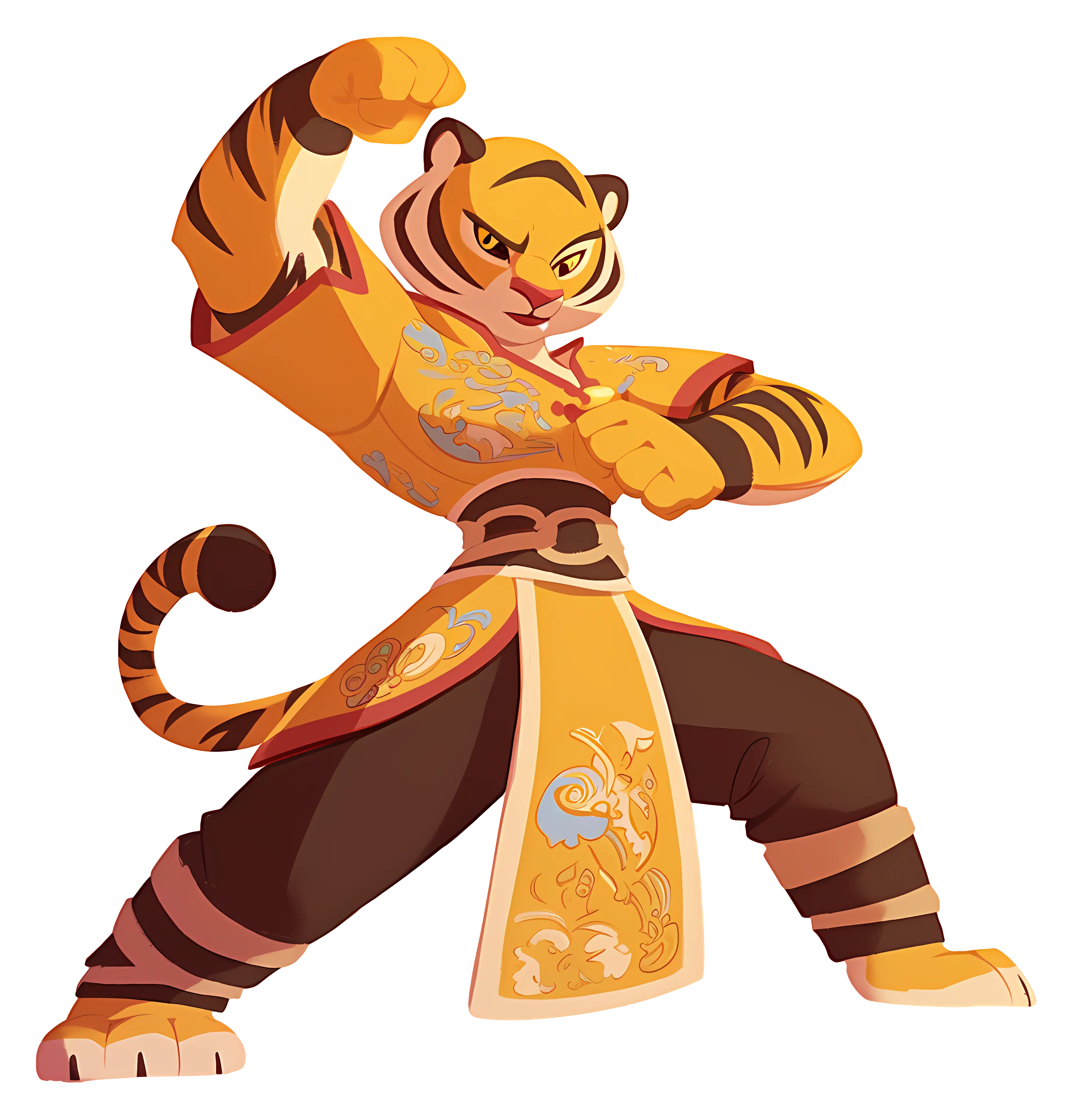 Dynamic Tiger in Martial Arts Attire