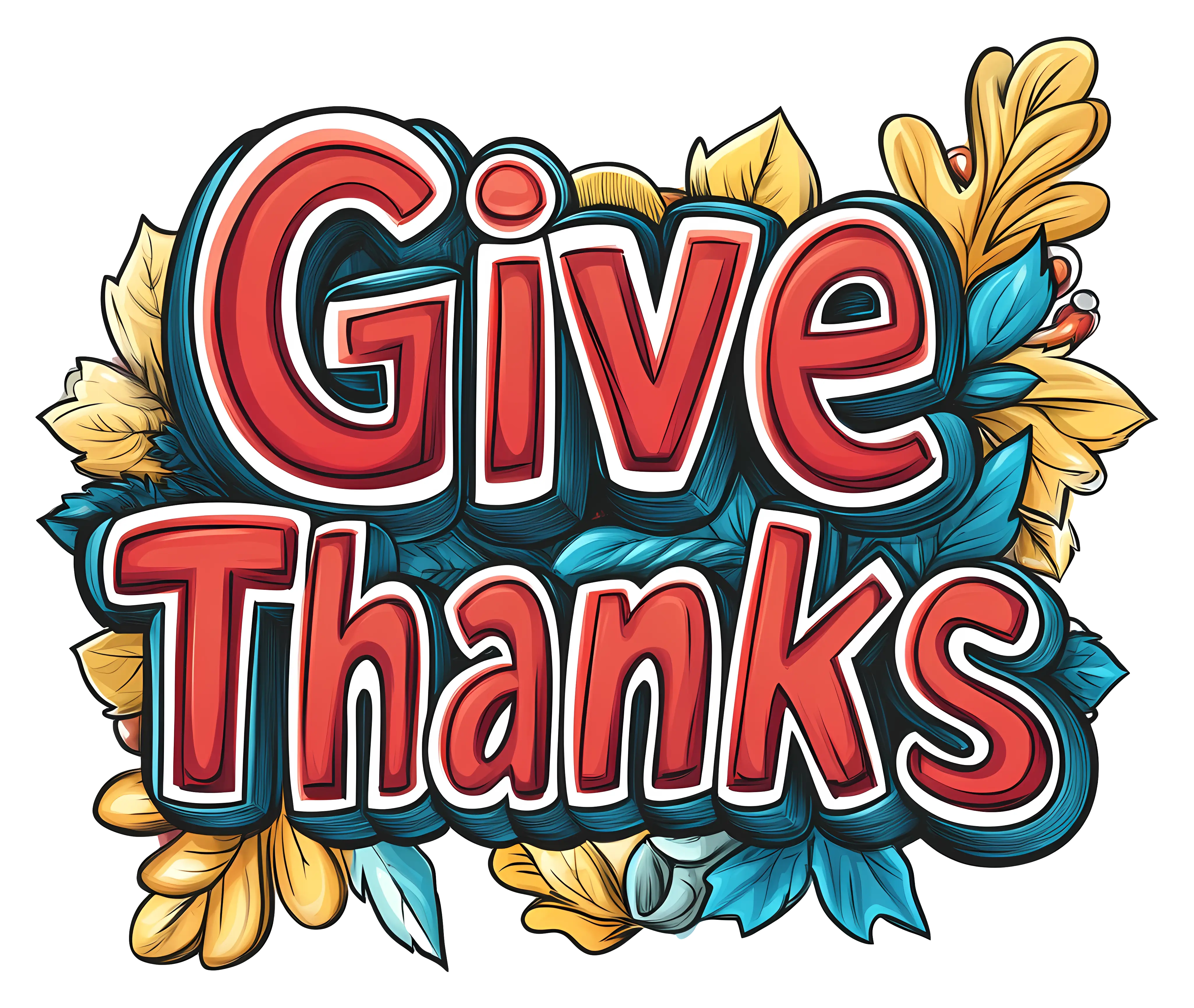 Colorful Give Thanks Illustration