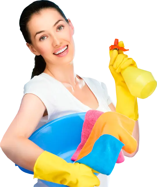 Woman with Cleaning Supplies