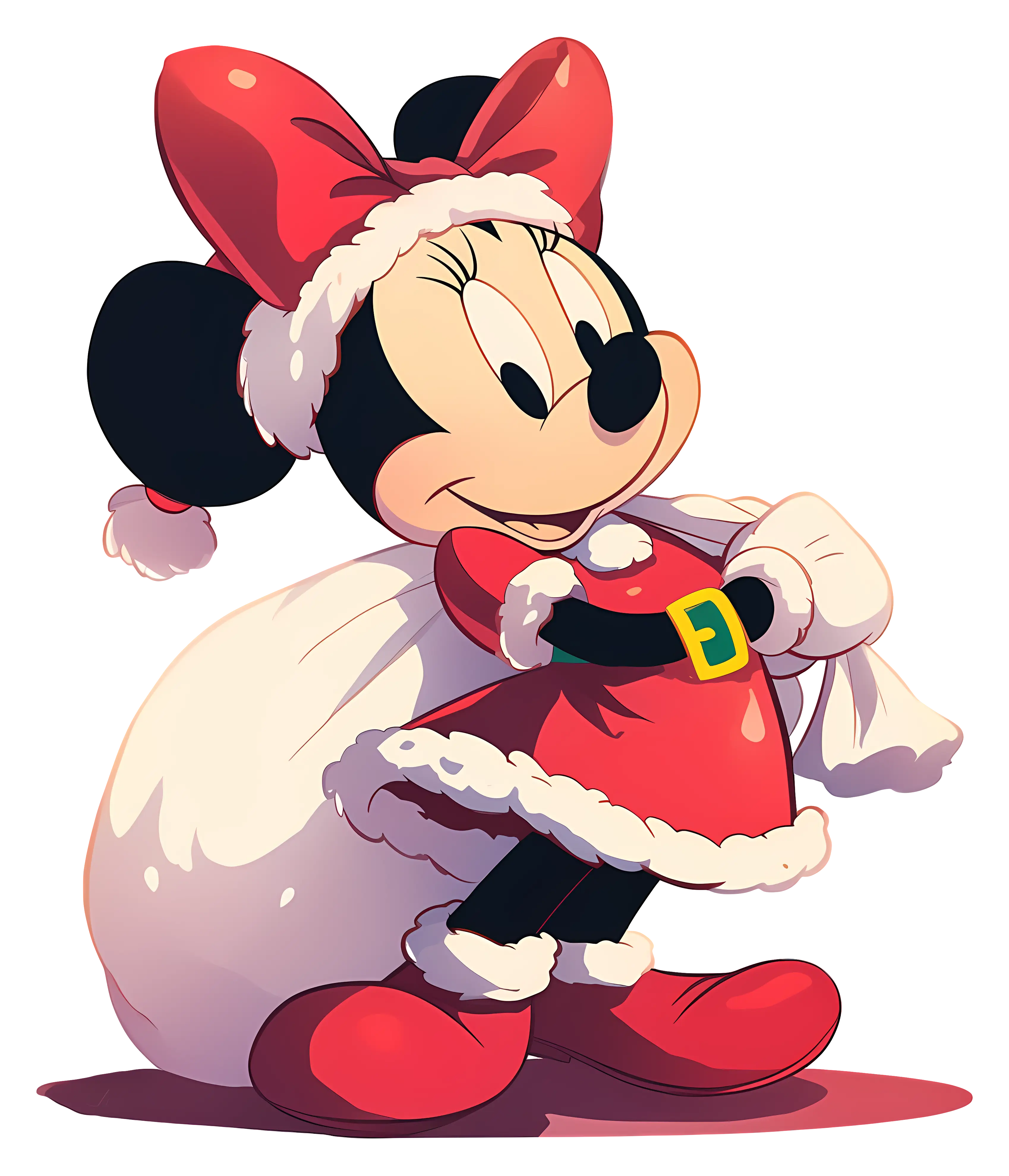 Christmas Cartoon Character with Santa Outfit
