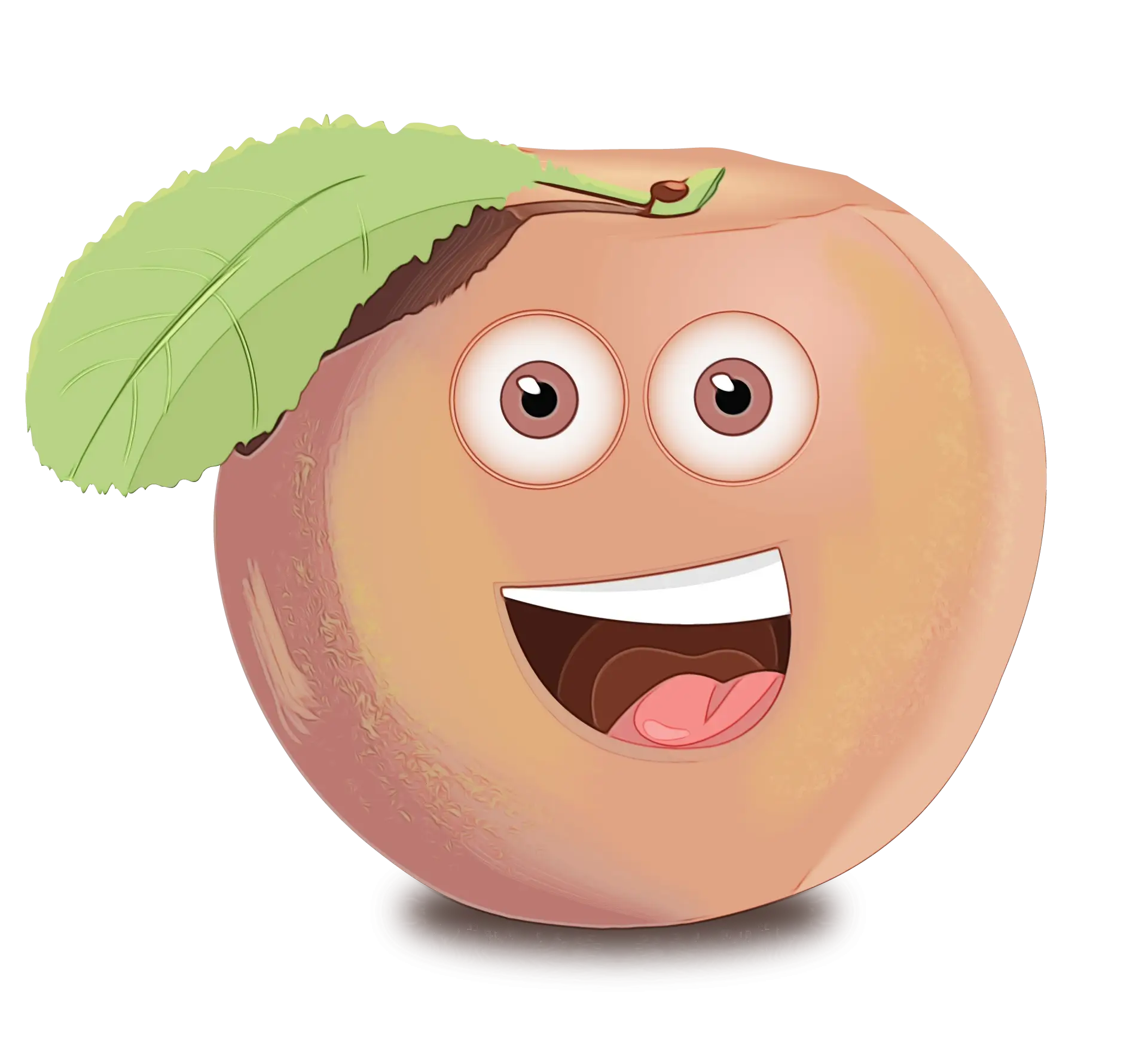 Cartoon Peach with a Happy Face