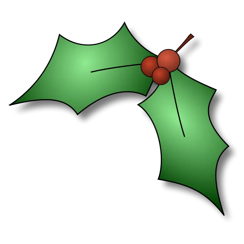 Holly Leaves with Red Berries