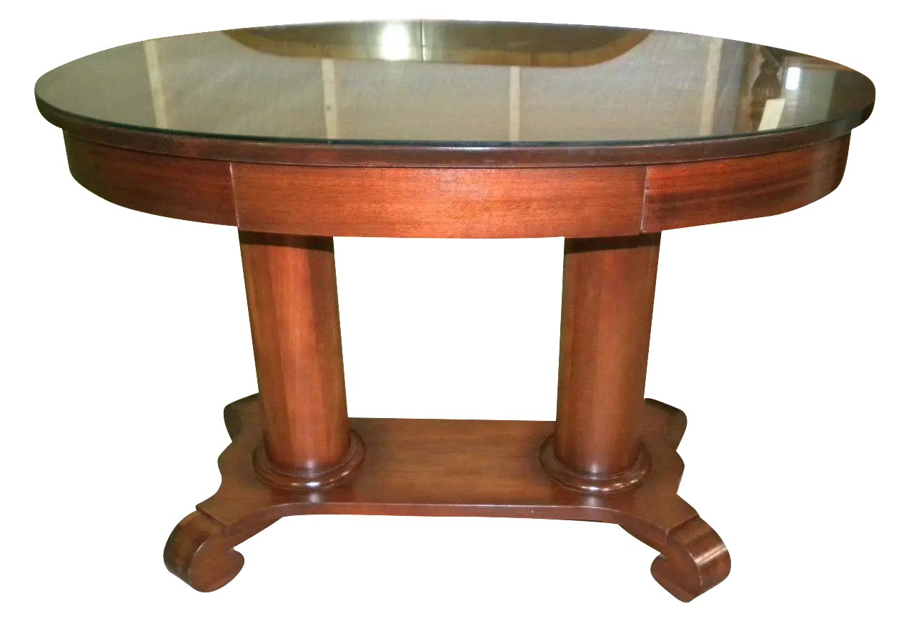 Oval Wooden Table with Pedestal Base