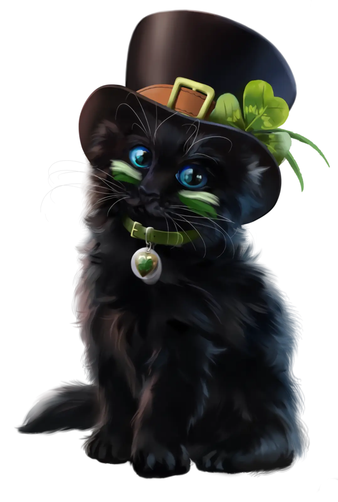 Black Cat in Top Hat for St. Patrick&#039;s Day