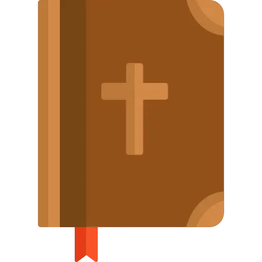 Brown Bible with Cross Symbol Illustration