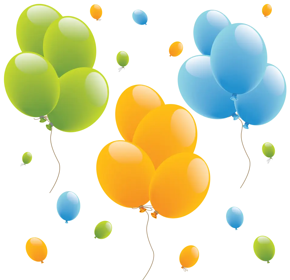 Colorful Balloons in Green, Yellow, and Blue