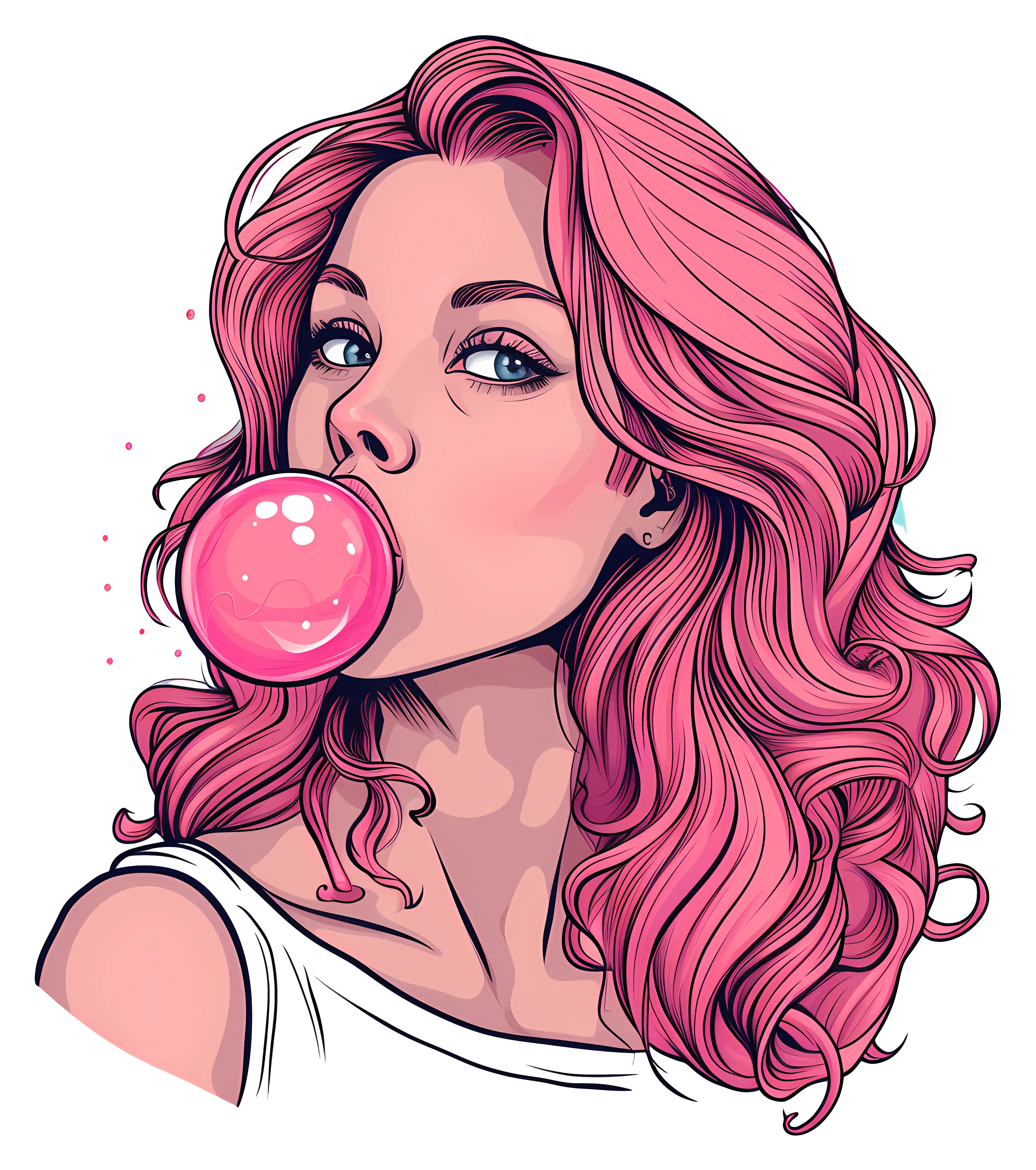 Woman Blowing Bubblegum