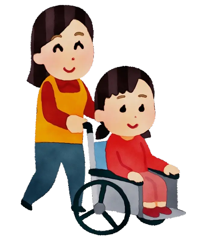 Woman Pushing a Wheelchair Illustration