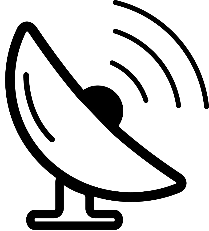 Black and White Satellite Dish Illustration