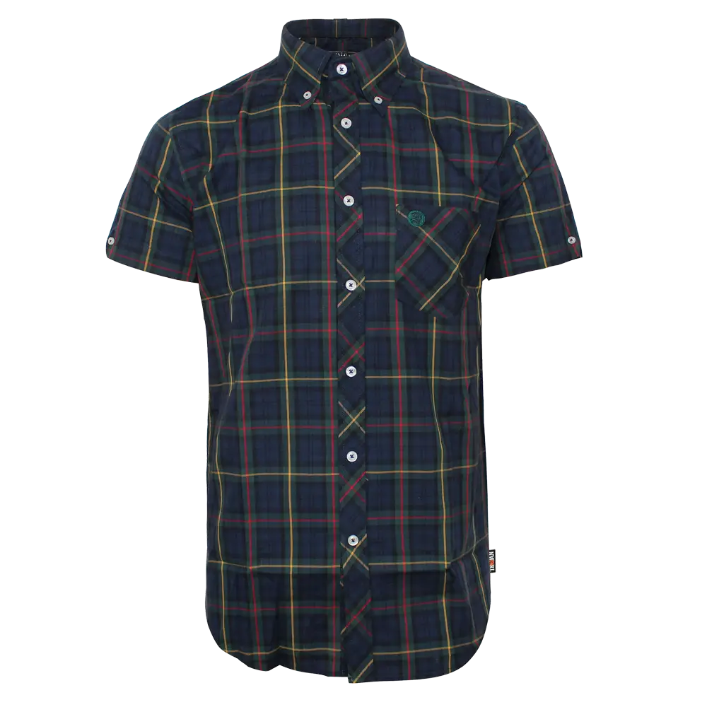 Plaid Short-Sleeve Button-Down Shirt