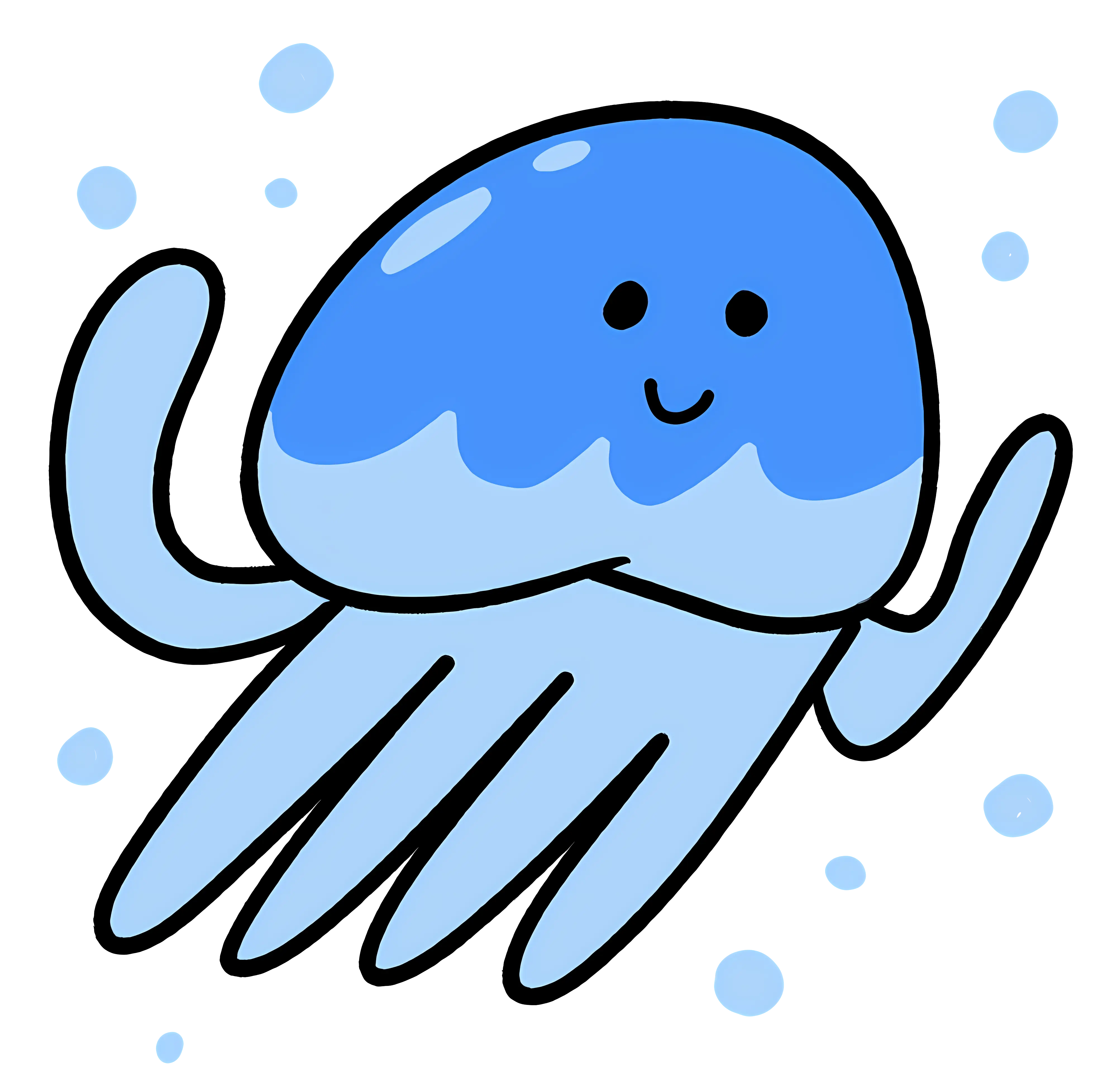 Cartoon Smiling Blue Jellyfish