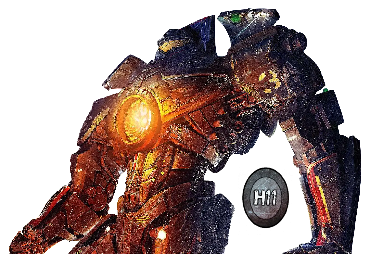 Futuristic Battle Robot with Glowing Core
