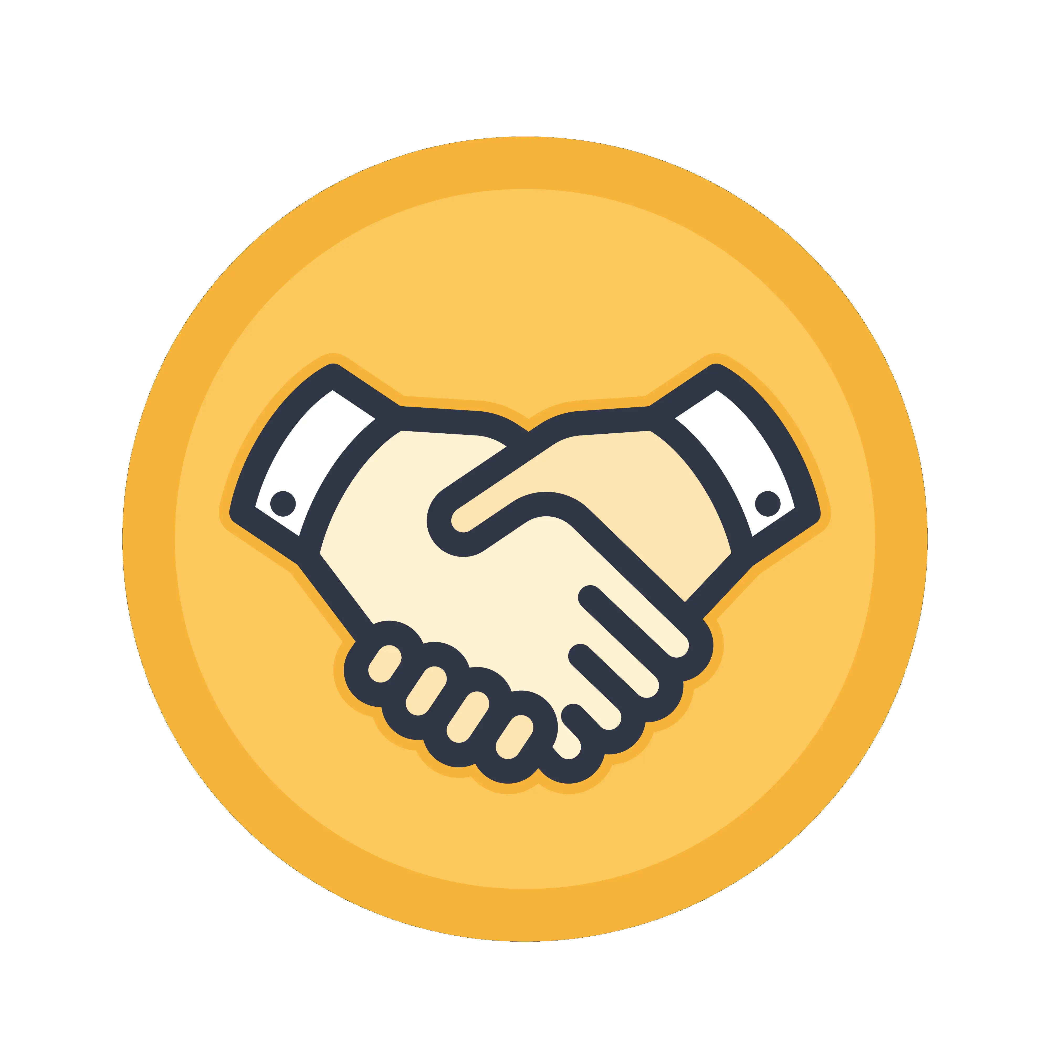 Cartoon Handshake with Yellow Circle Icon