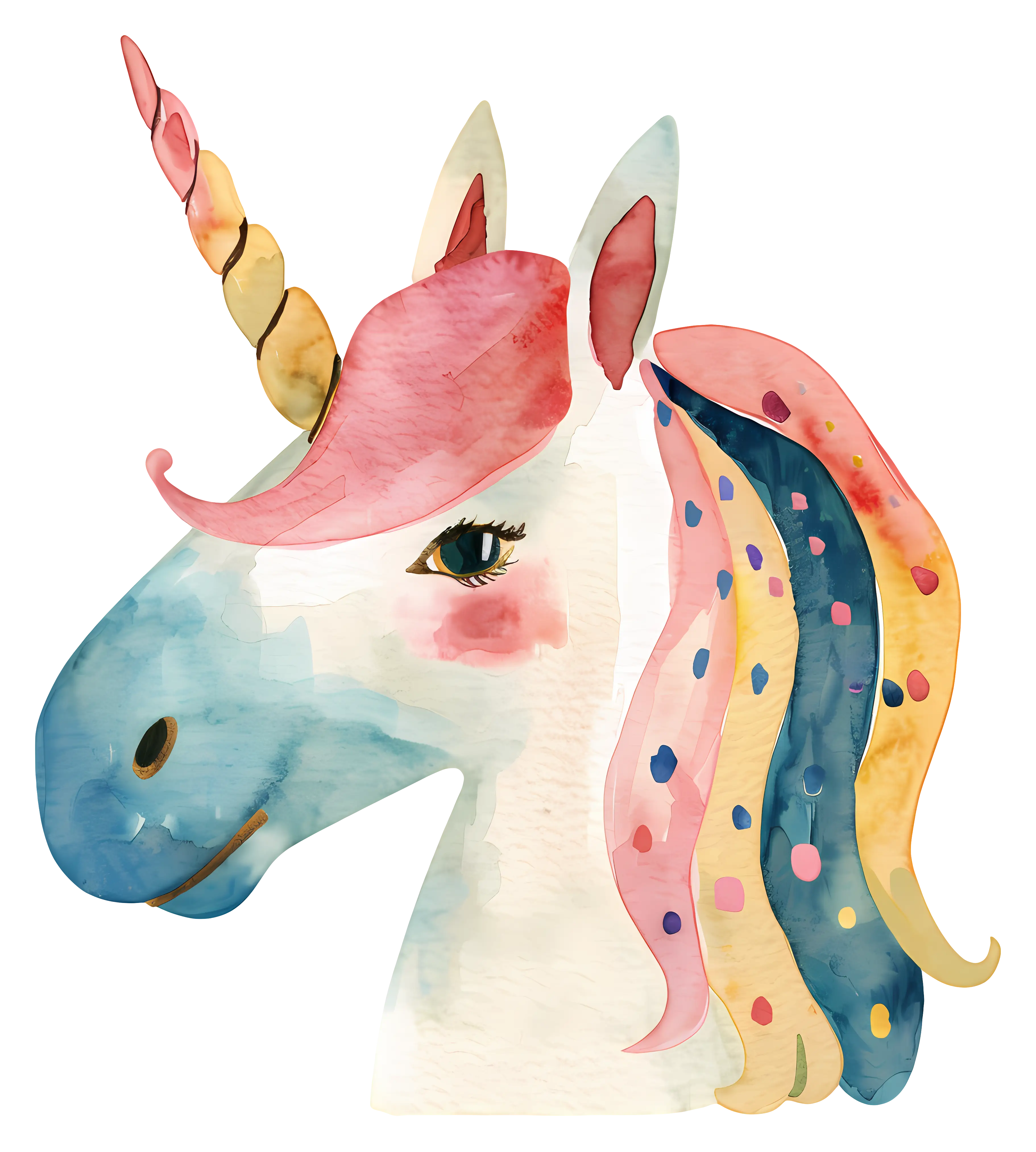 Colorful Unicorn with a Horn